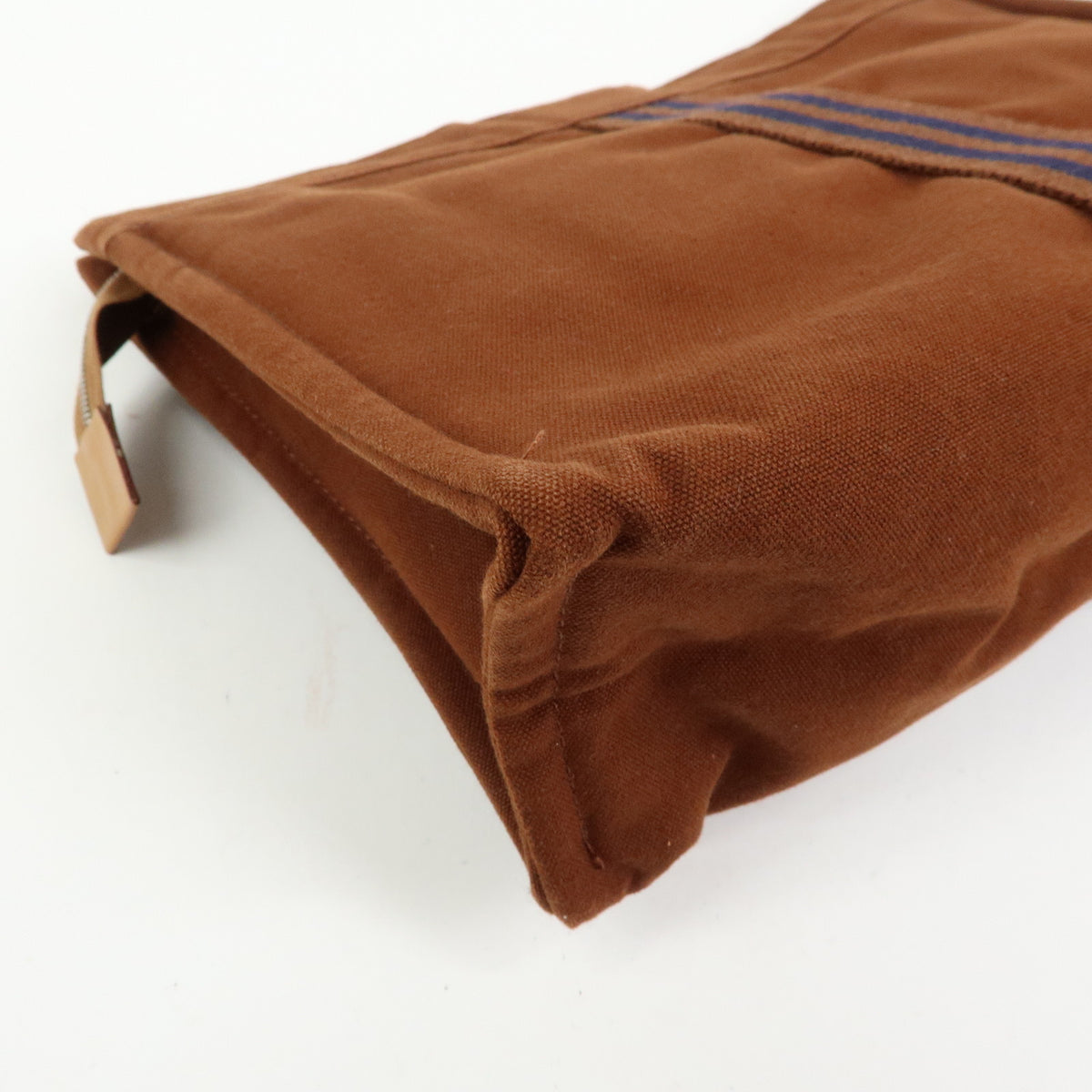 HERMES Fourre Tout Canvas Pouch Clutch Bag Maron Brown