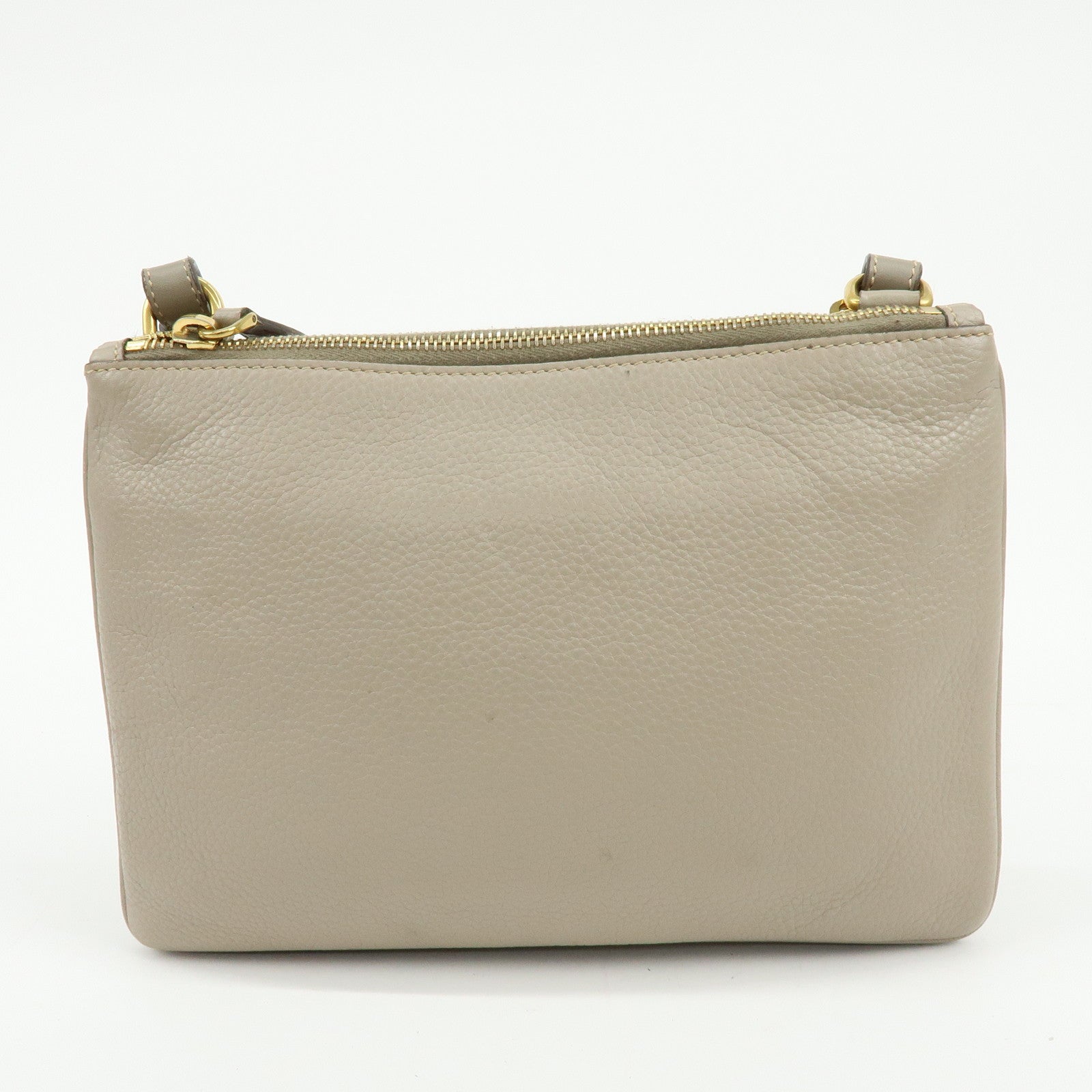 PRADA Logo Leather Shoulder Bag Crossbody Bag Beige 1BH046