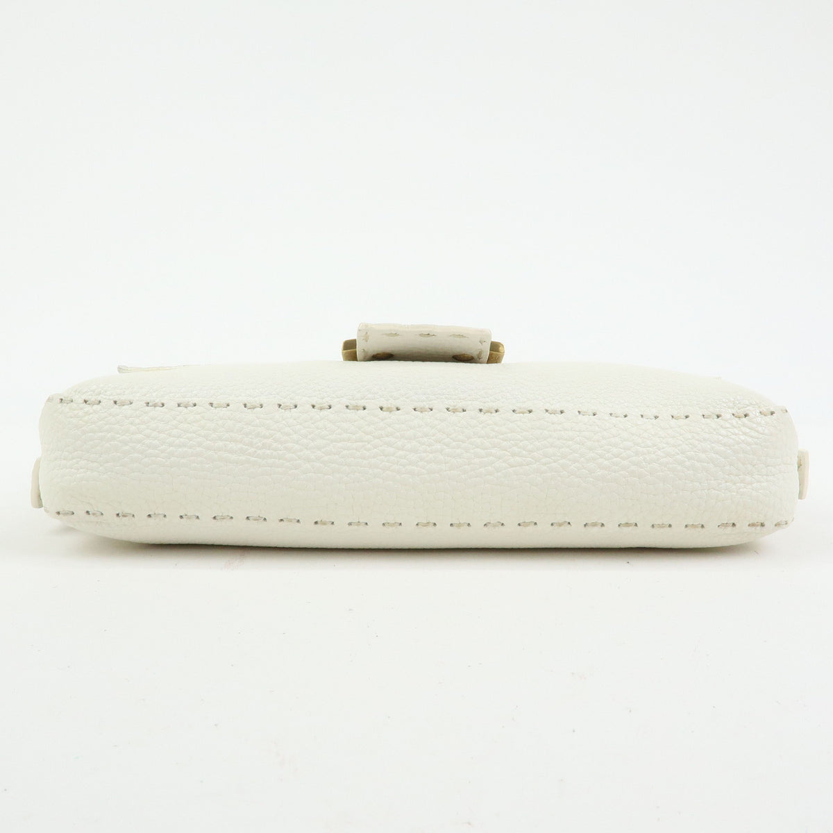 FENDI Selleria Mamma Baguette Leather Hand Bag White 8BR101