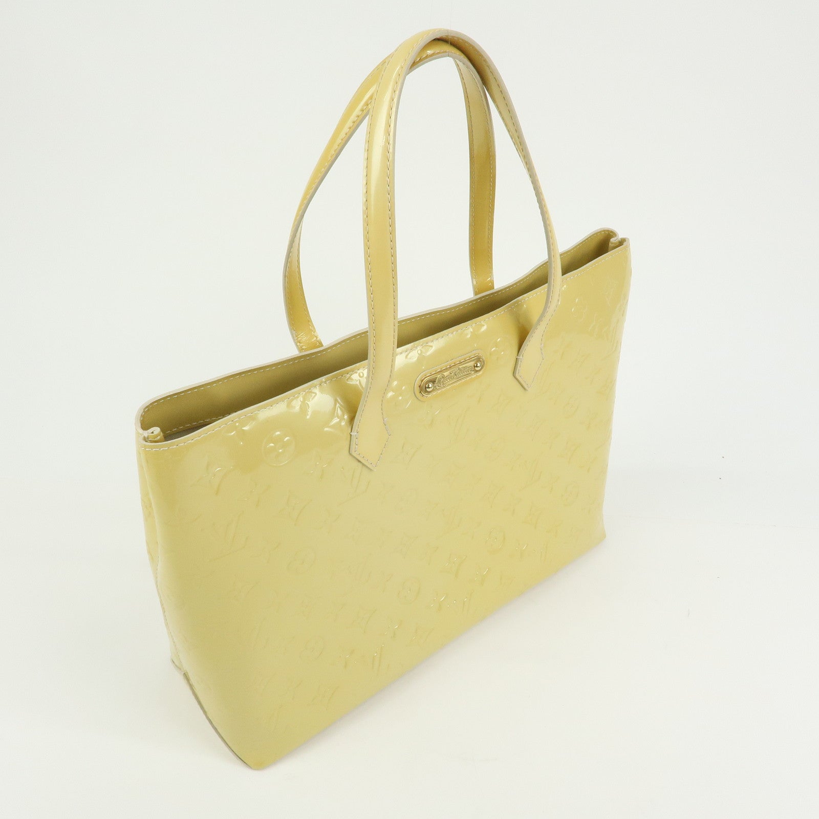 Louis Vuitton Monogram Vernis Wilshire MM Tote Bag Blanc Corail M91441
