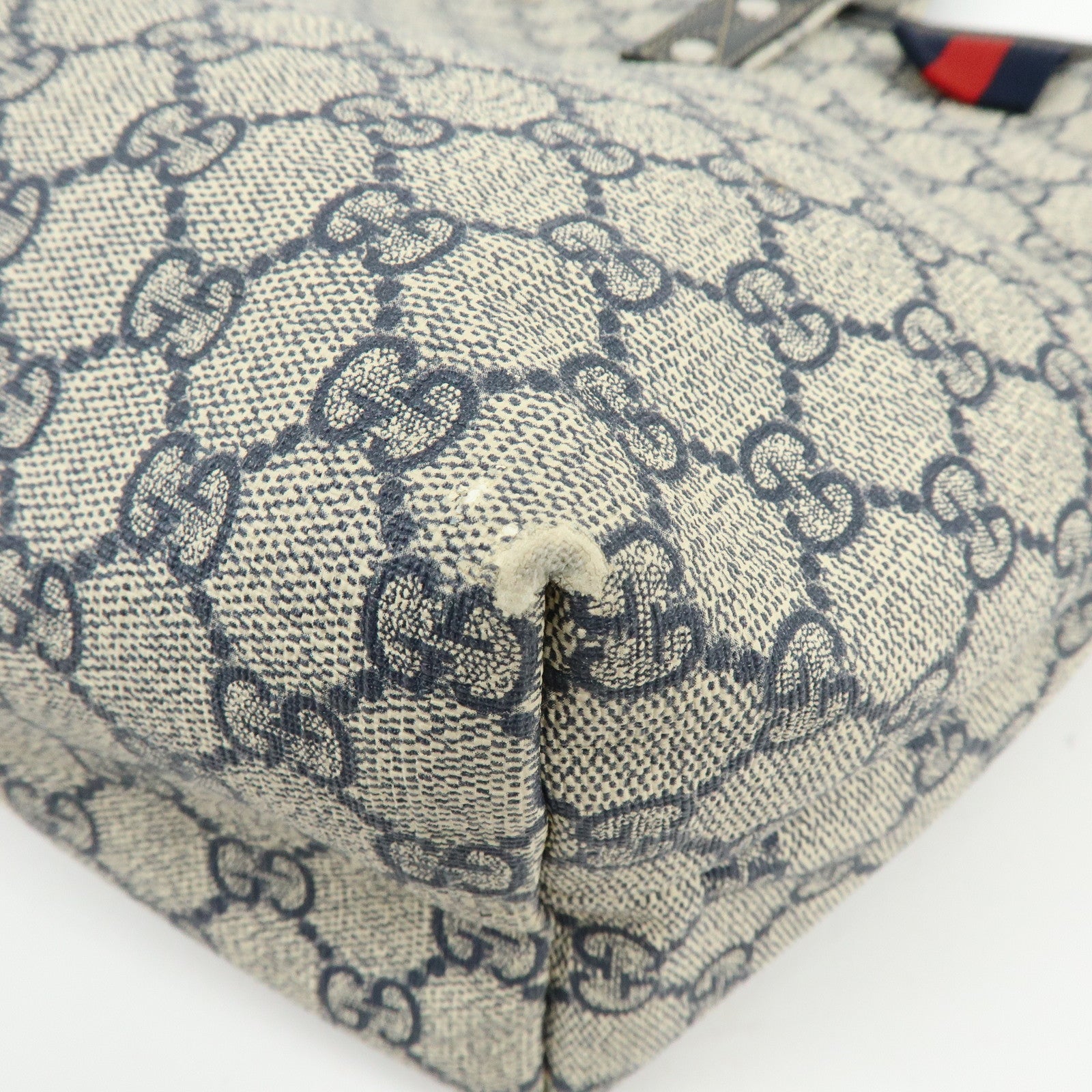 GUCCI Sherry GG Supreme Leather Tote Bag Shoulder Bag Navy Ivory 211134