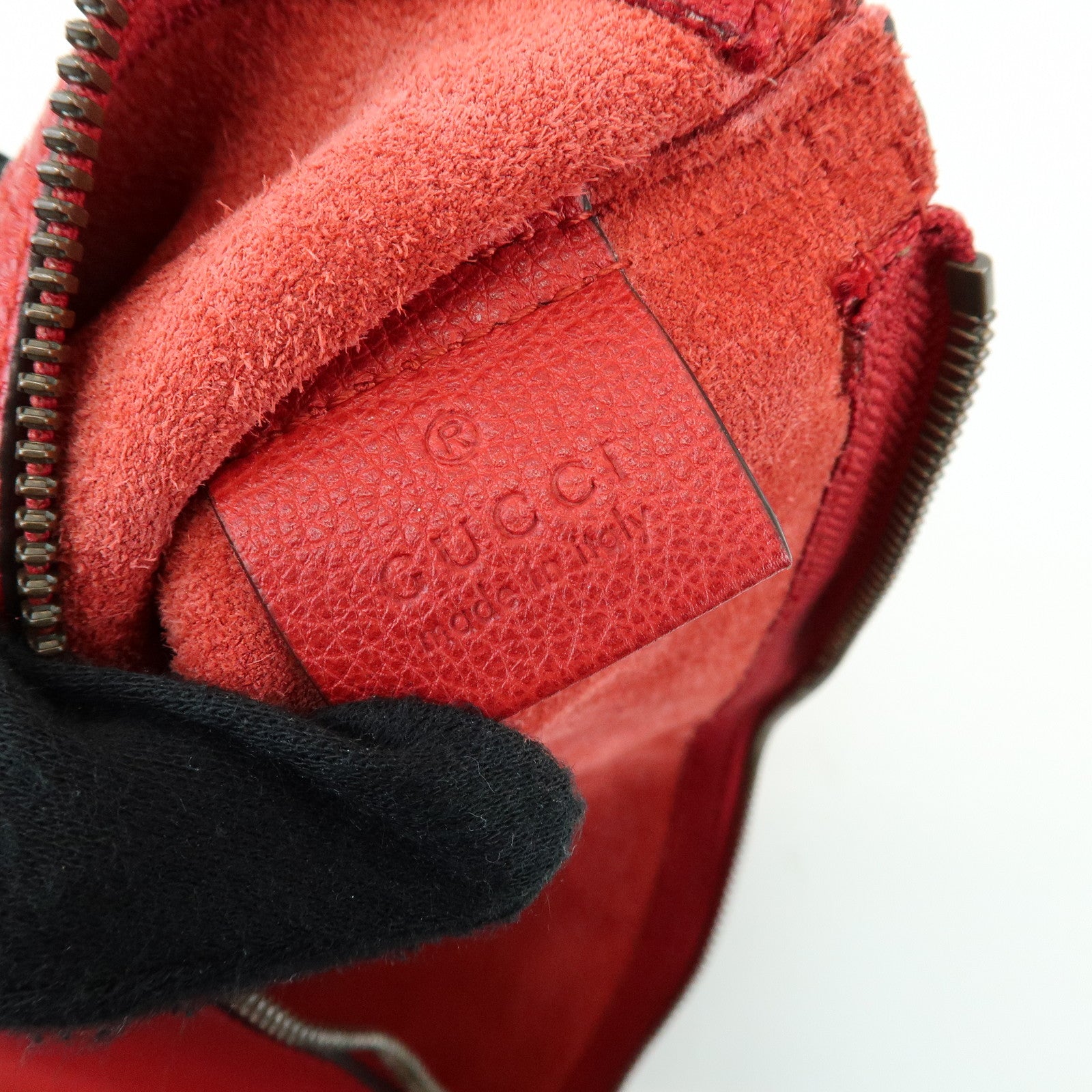 GUCCI Vintage Logo Portfolio Leather Clutch Bag Pouch Red