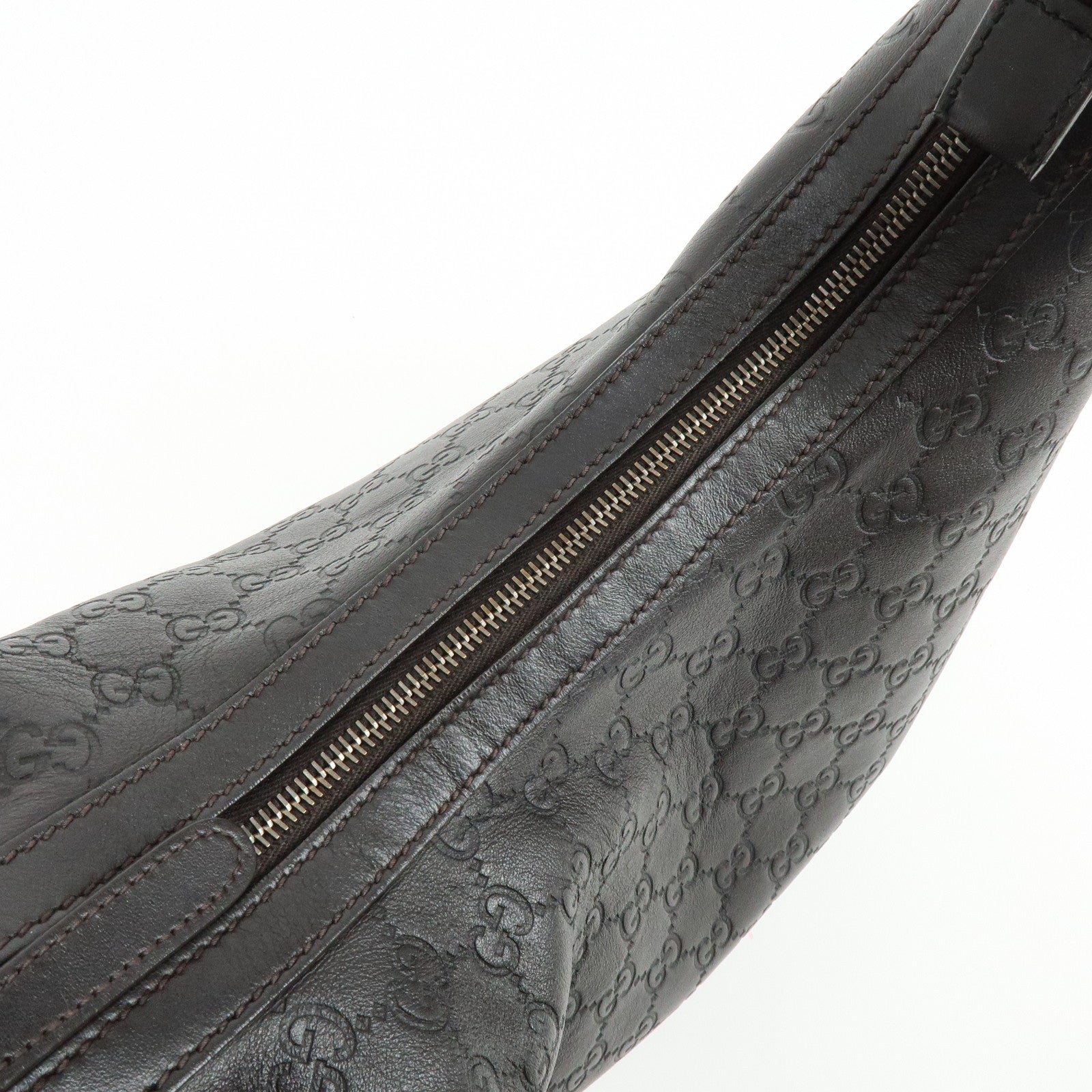 GUCCI Guccissima Interlocking G Leather Shoulder Bag Brown 339553