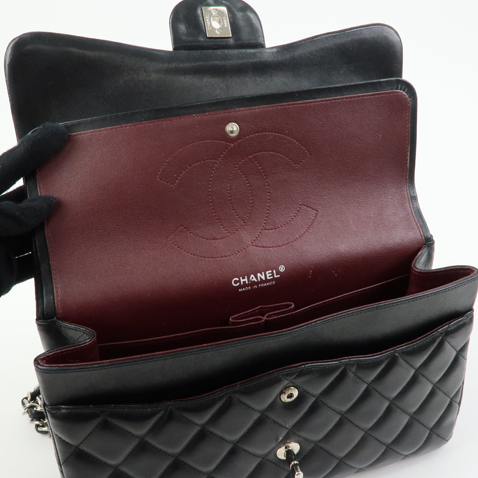 CHANEL Matelasse 30 W Flap Lamb Skin Chain Shoulder Bag A58600