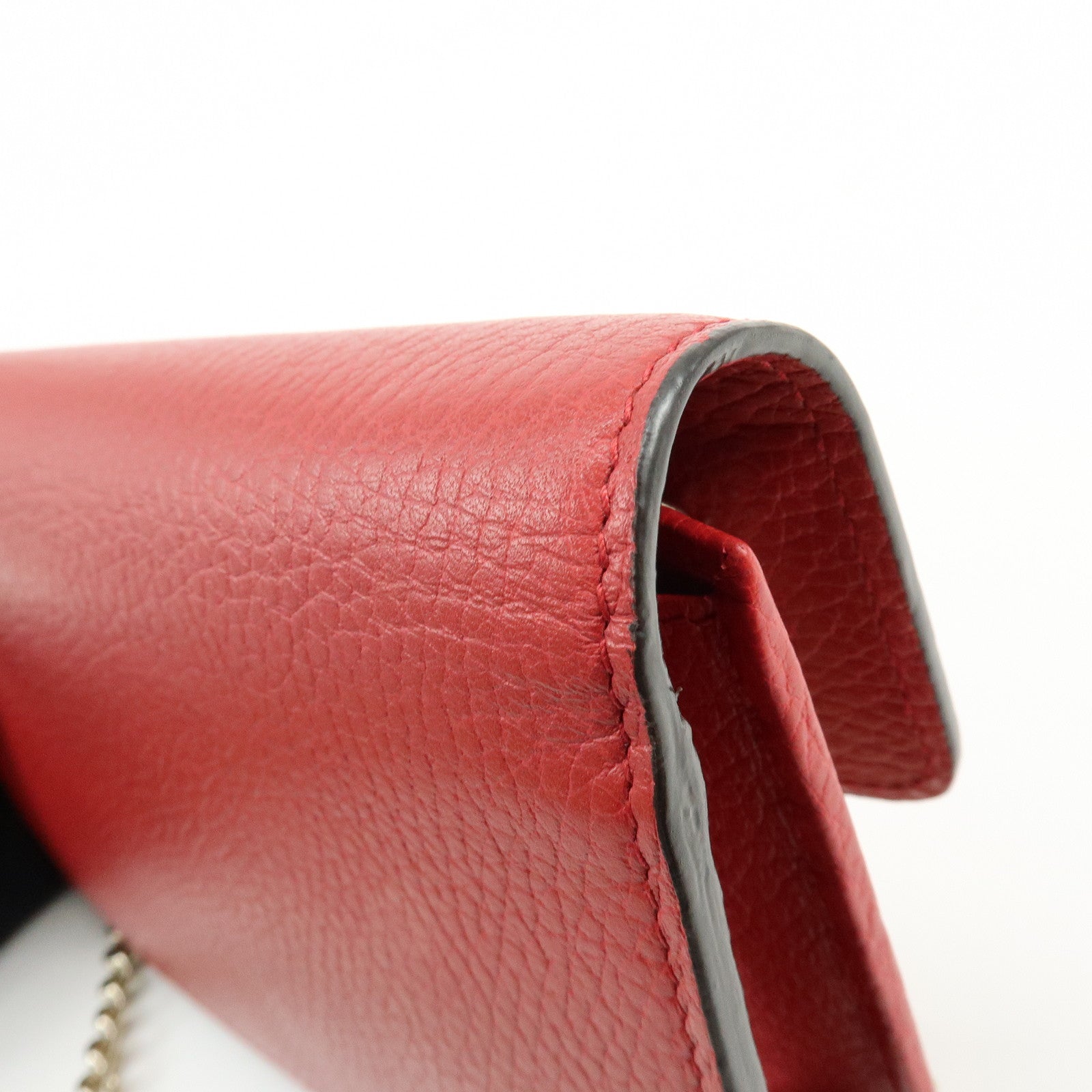 GUCCI Interlocking G Leather Chain Wallet Shoulder Bag Red 510314