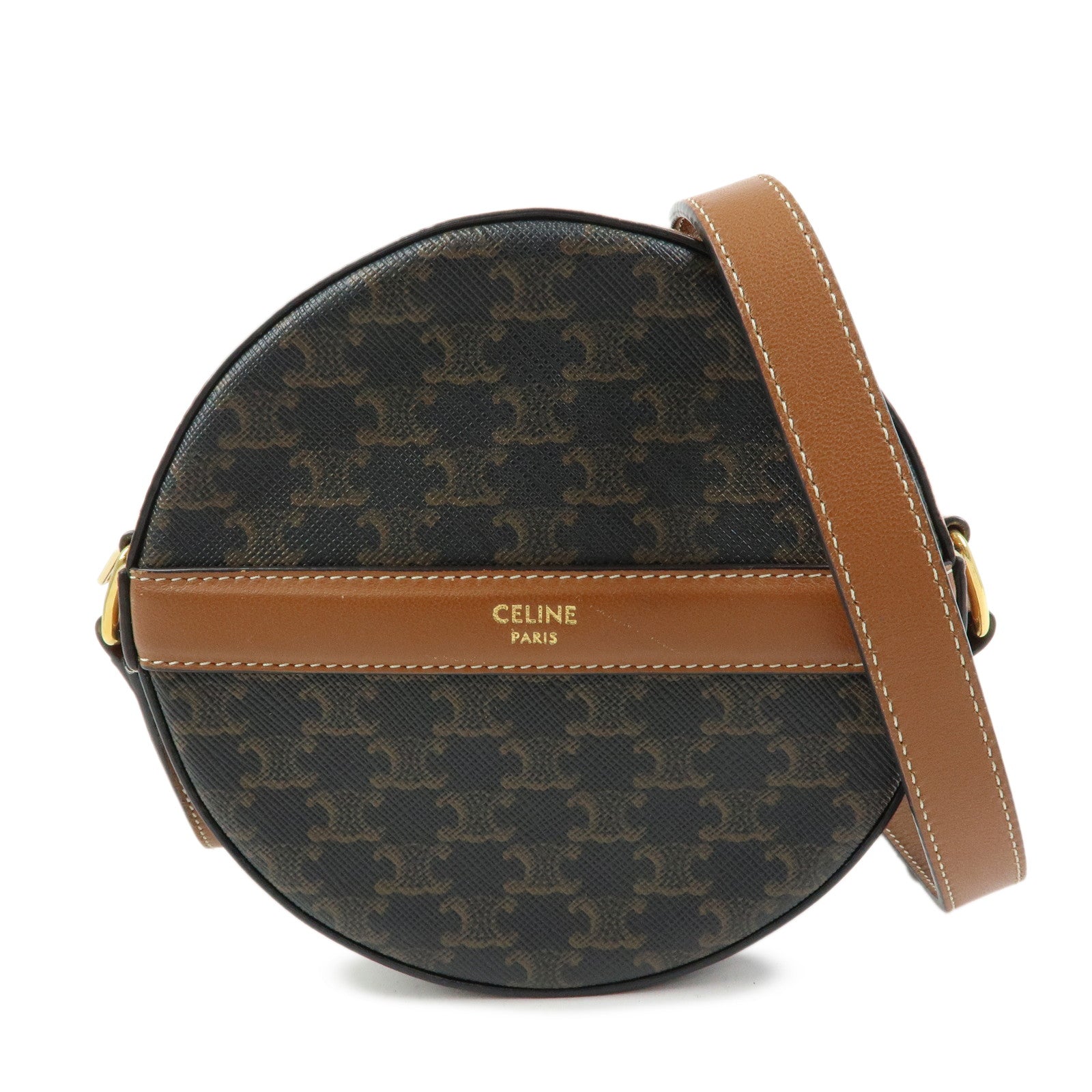 CELINE Triomphe PVC Leather Shoulder Bag Crossbody Bag Brown