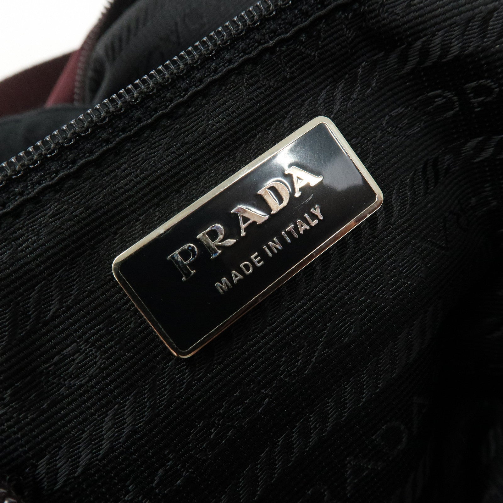 PRADA Triangle Logo Nylon Leather Shoulder Bag Burgundy BT0426