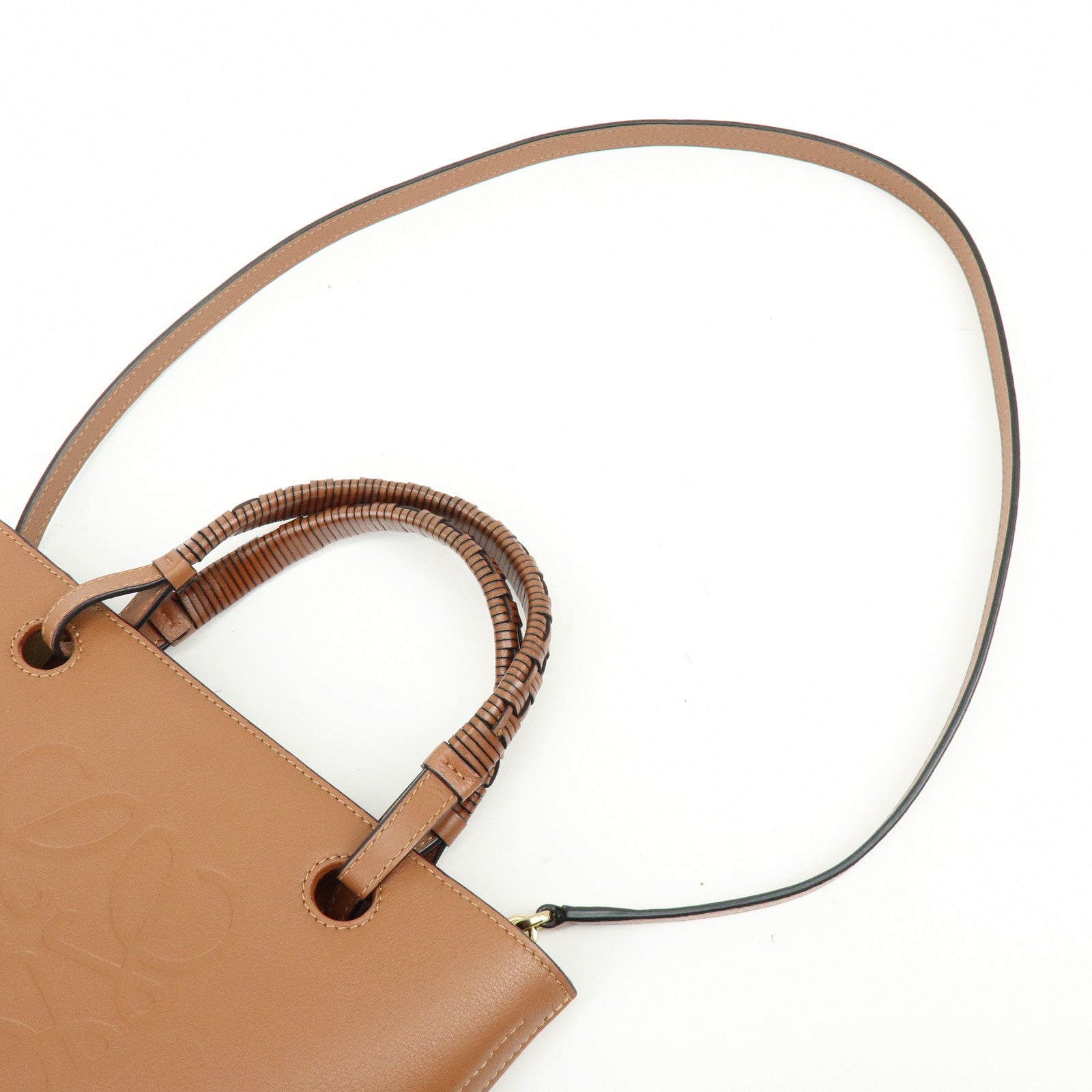 LOEWE Anagram Calf Leather 2Way Bag Hand Bag Shoulder Bag Brown