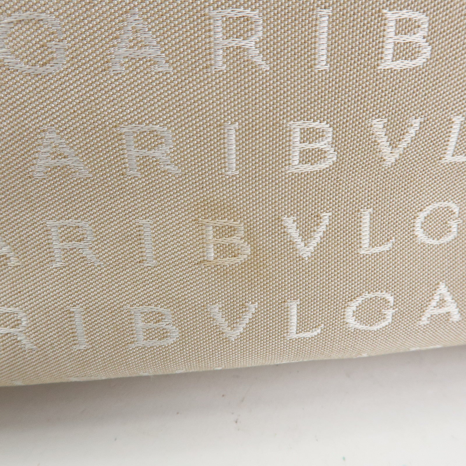 BVLGARI Logo Mania Canvas Shoulder Bag Hand Bag Beige