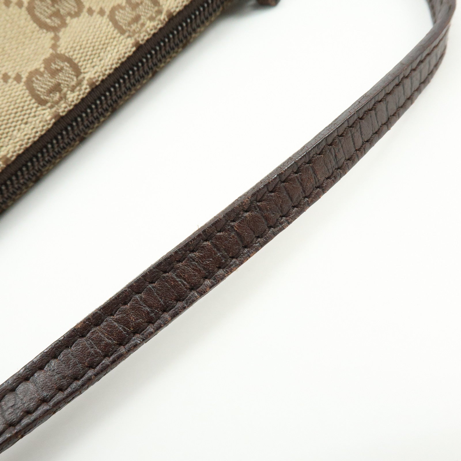 GUCCI Boat Bag GG Canvas Leather Hand Bag Accessory Pouch 07198