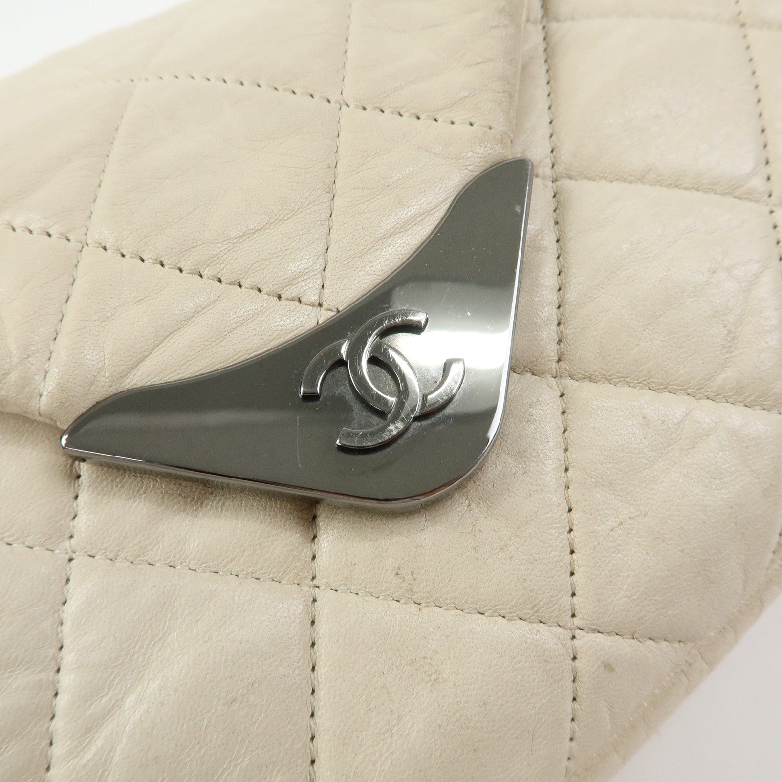 CHANEL Matelasse COCO Mark Calf Leather Double Flap Shoulder Bag