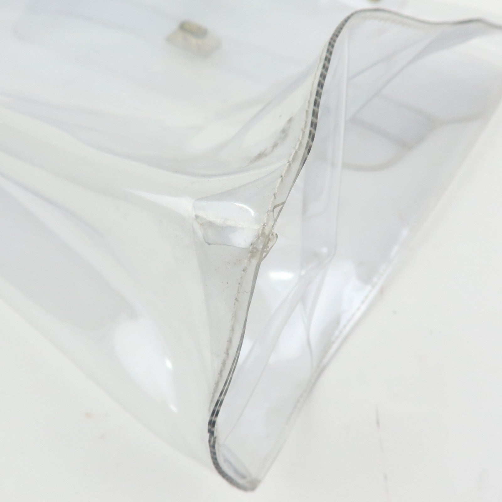HERMES Kelly Vinyl Hand Bag Clear Transparent Gold