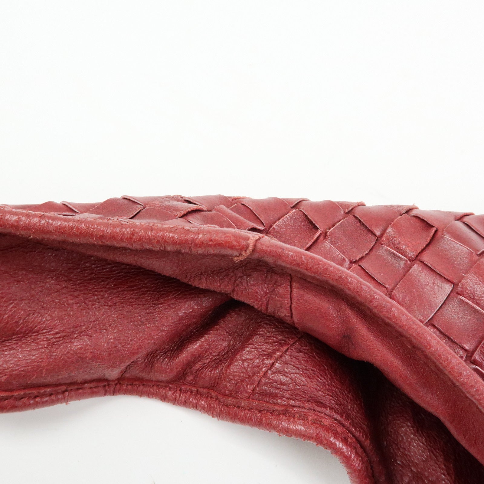 BOTTEGA VENETA Intrecciato Leather Shoulder Bag Crossbody Bag Wine Red