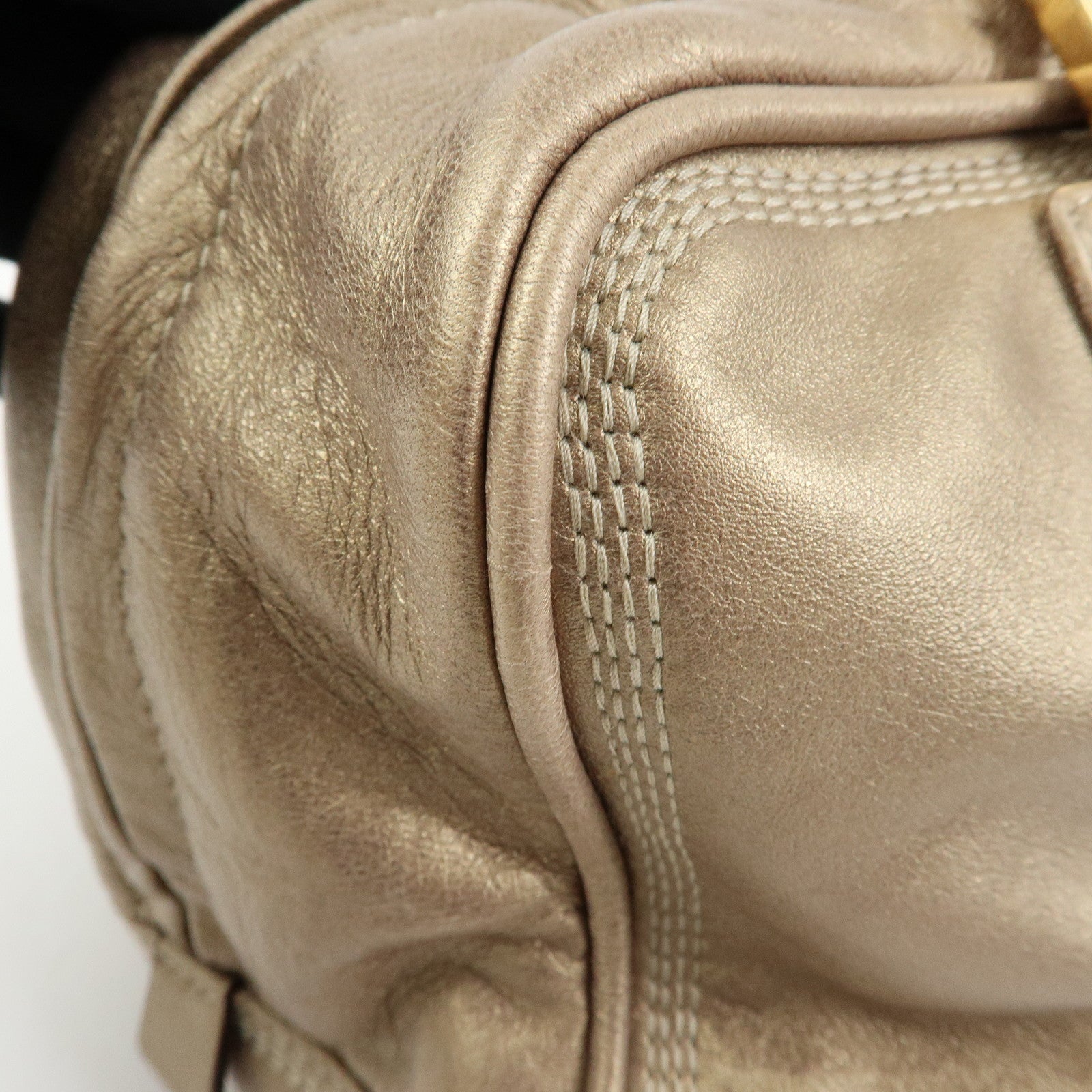LOEWE Amazona 28 Nappa Leather Hand Bag Boston Bag Gold