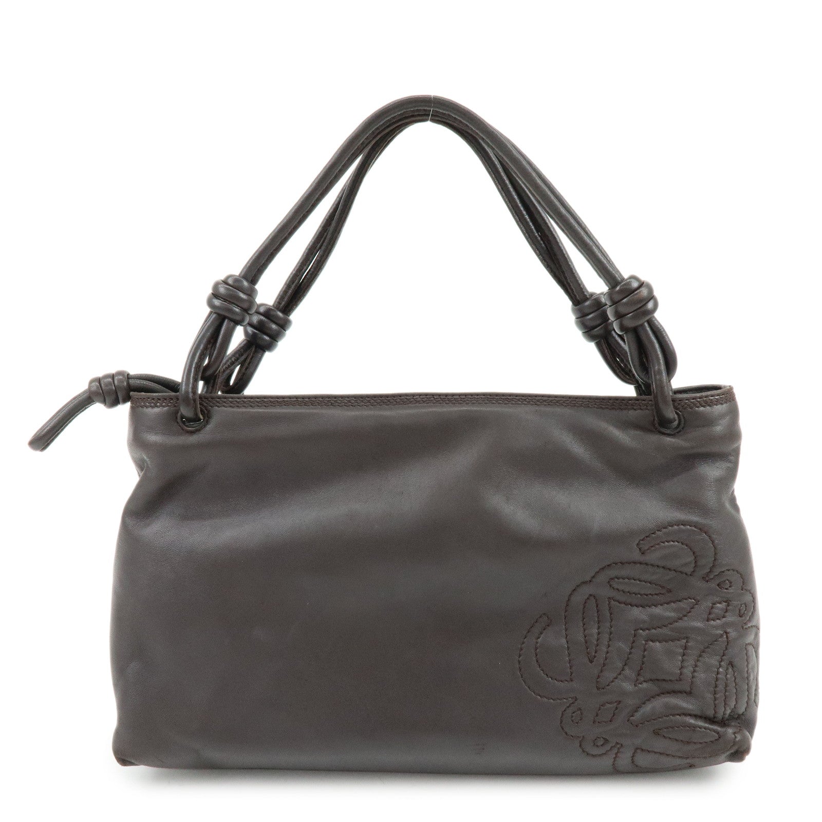 LOEWE Anagram Nappa Leather Hand Bag Shoulder Bag Dark Brown