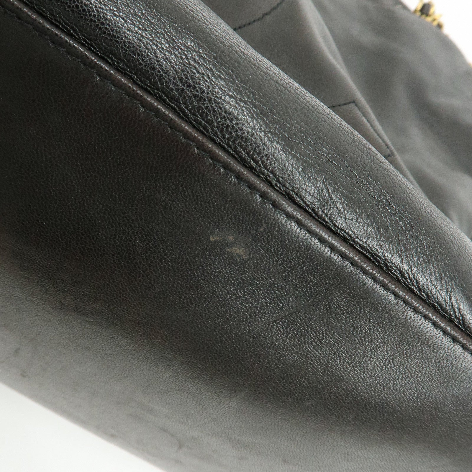 CHANEL COCO Mark Lamb Skin Chain Tote Bag Shoulder Bag  Black