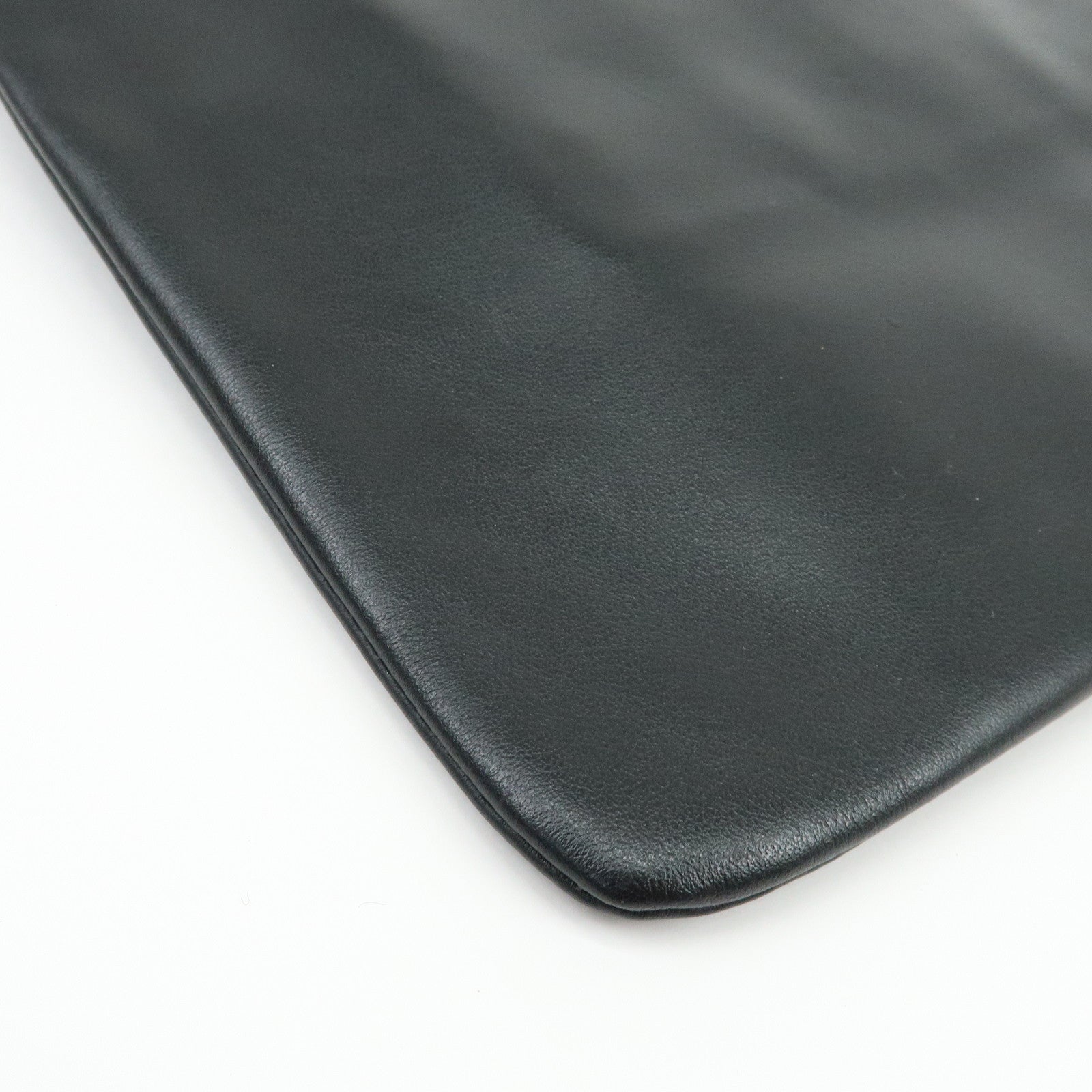 BURBERRY Leather Clutch Bag Flat Pouch Black