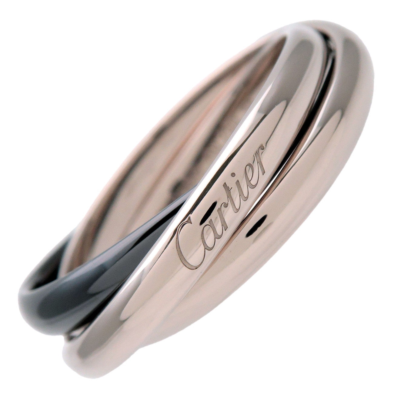 Cartier Trinity Ring K18 750WG White Gold Black Ceramic #65 US11.5