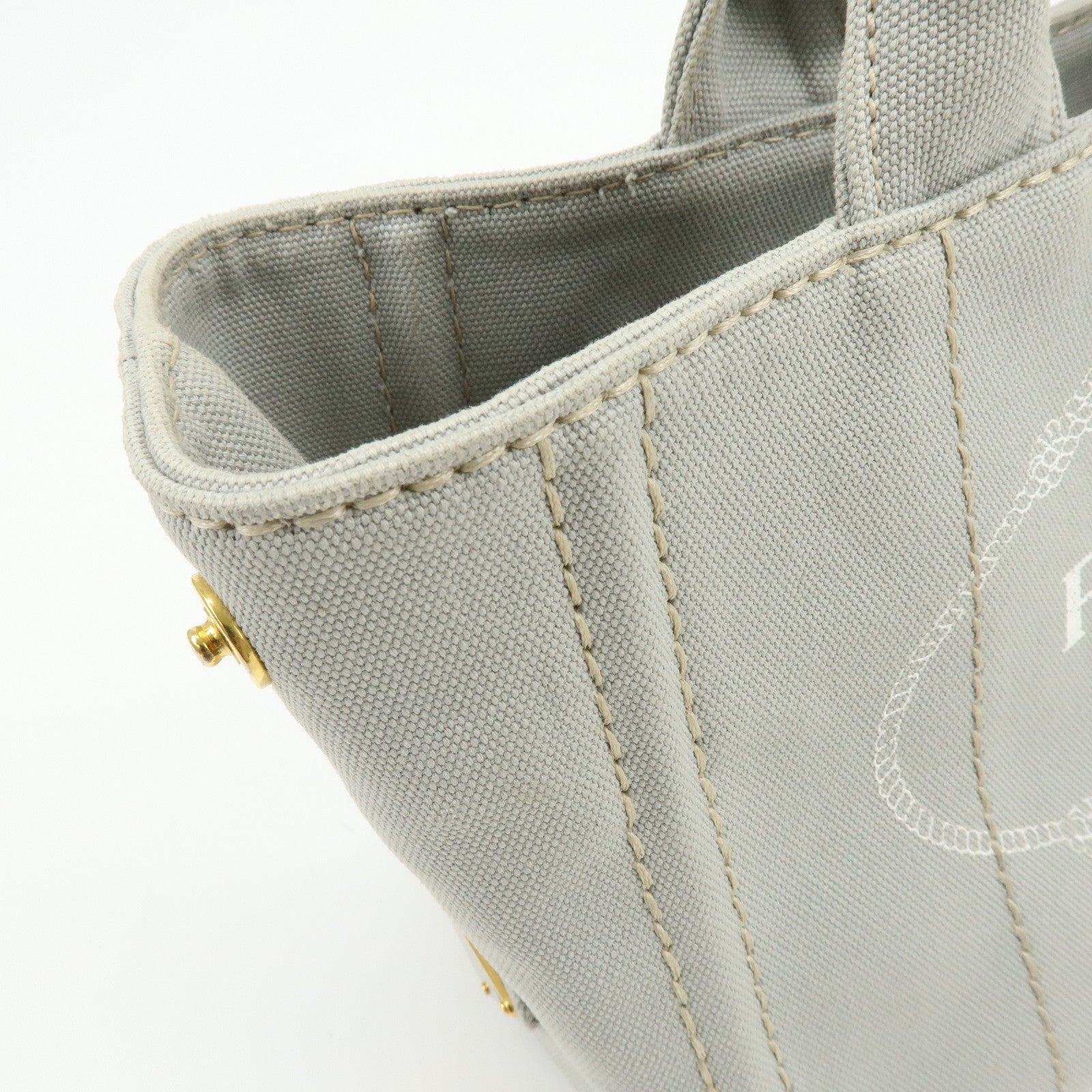 PRADA Canapa Mini Canvas 2Way Bag Hand Bag Shoulder Bag Gray 1BG439