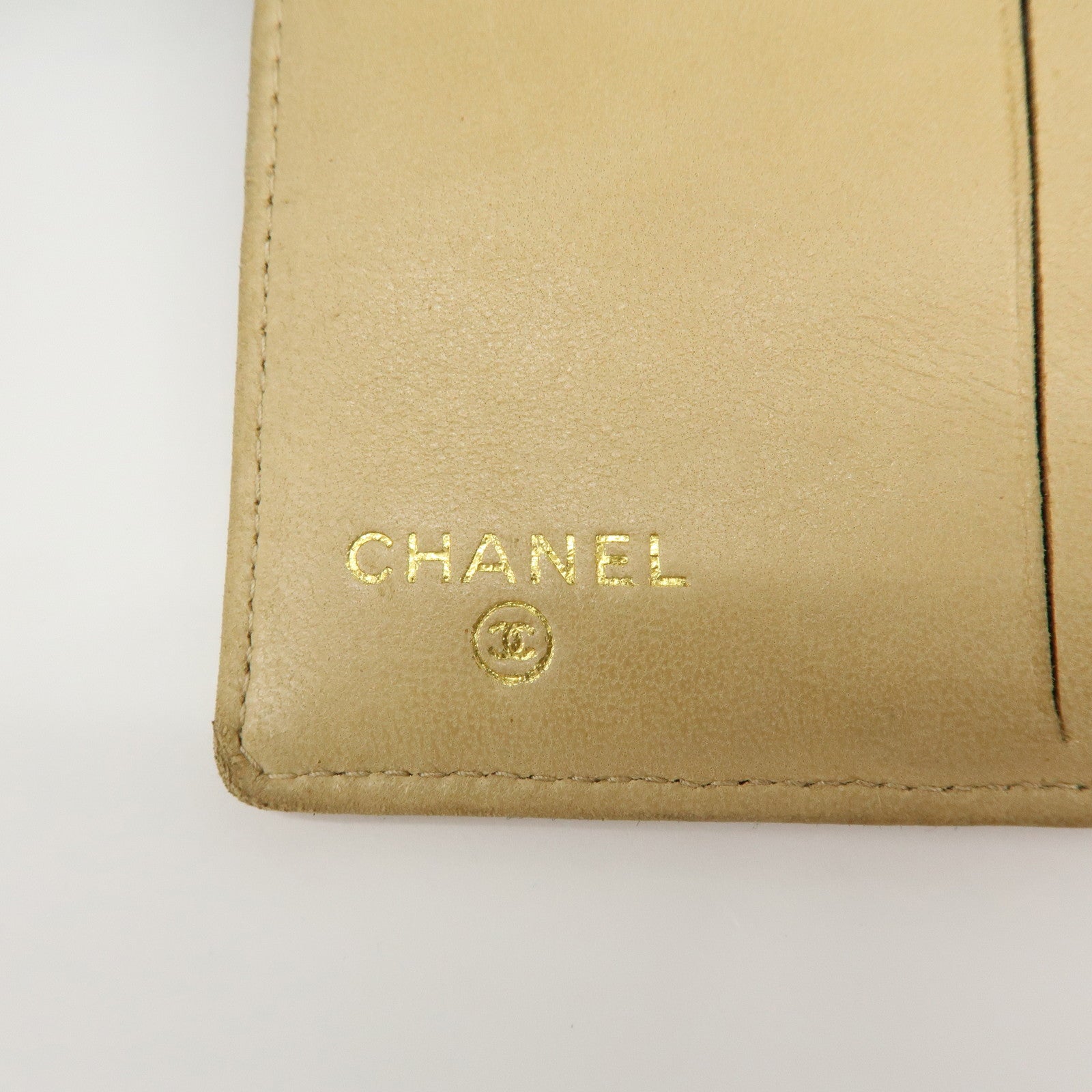 CHANEL COCO Mark Caviarskin Compact Wallet Beige