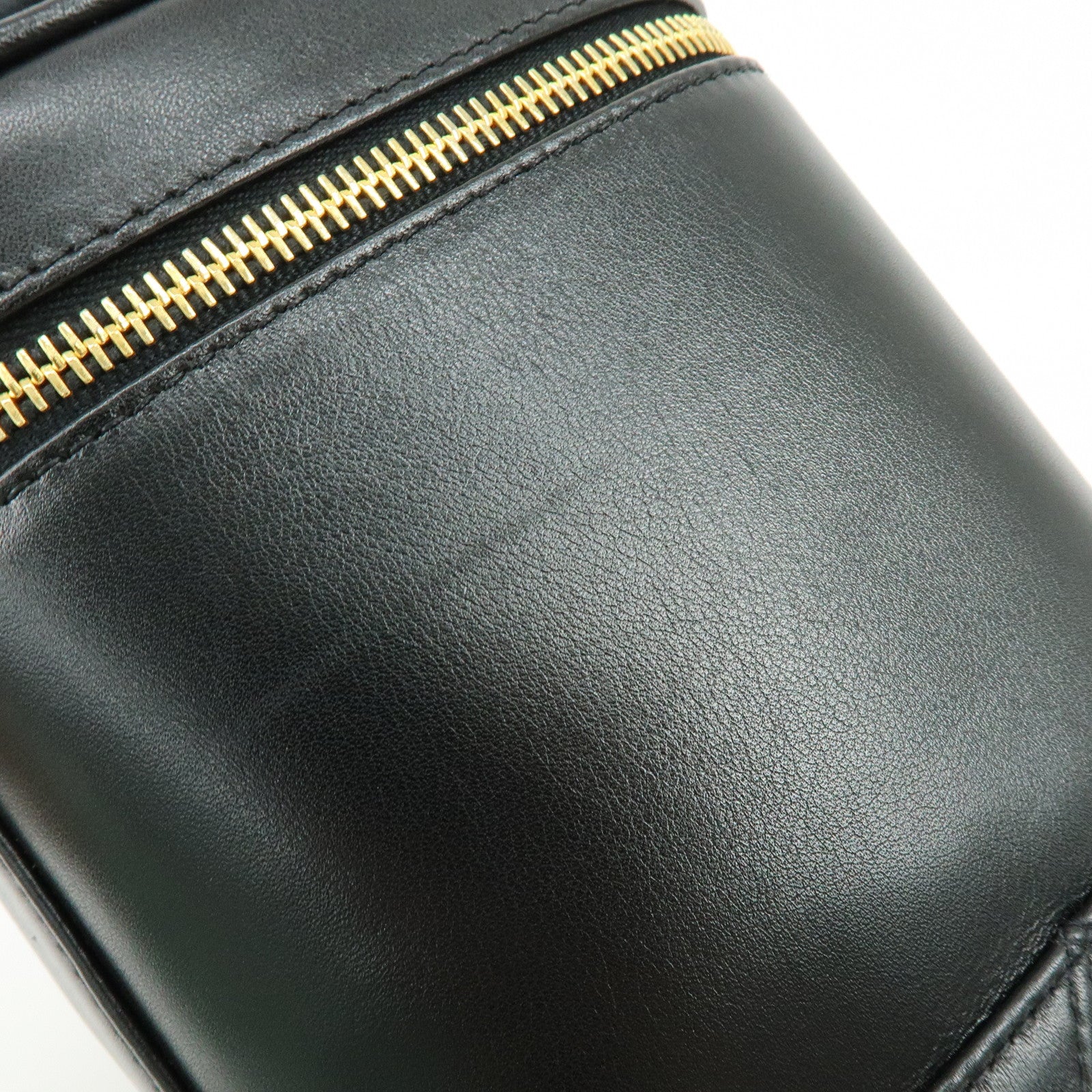 CHANEL Bicolore Lamb Skin Vanity Bag Hand Bag Black A01619