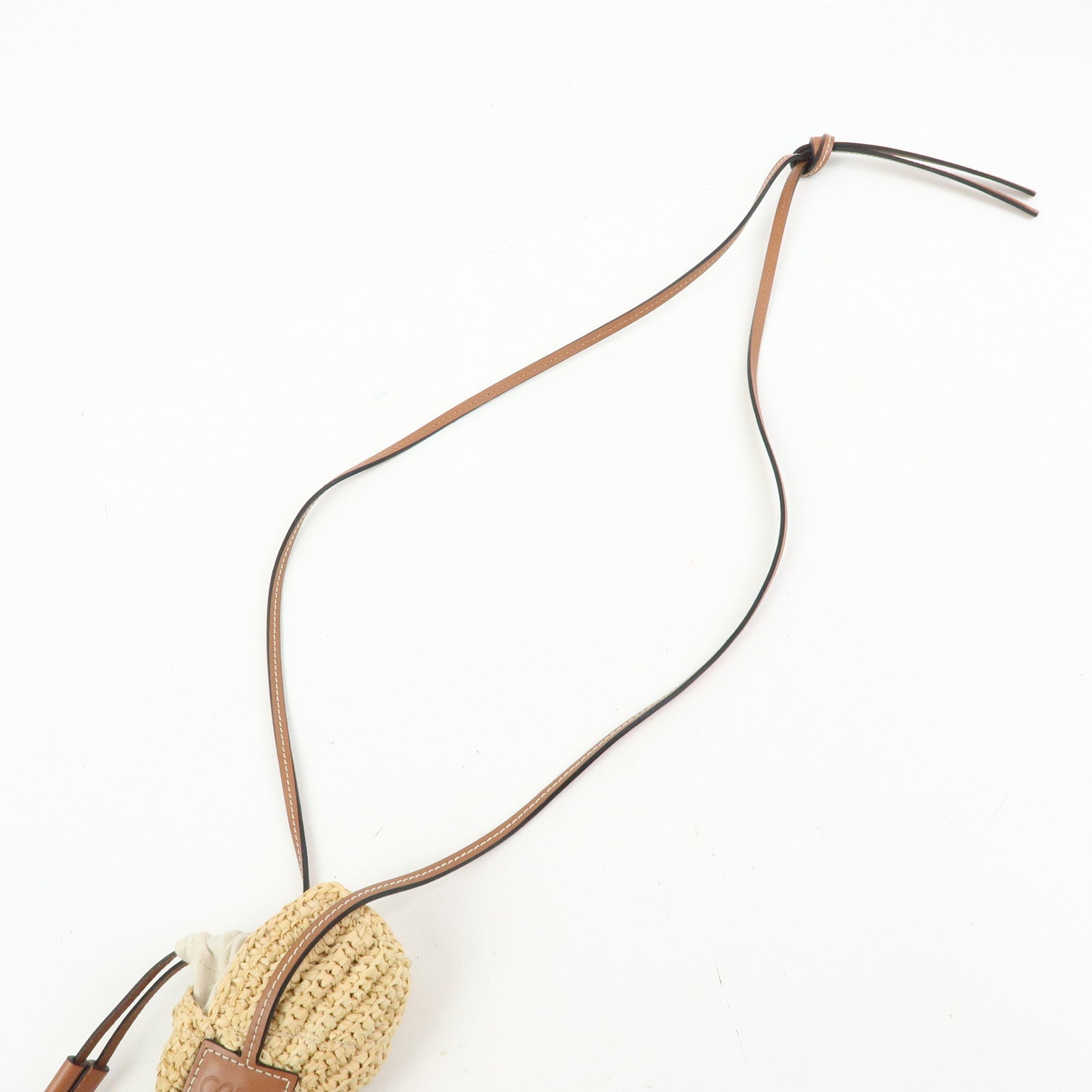 LOEWE Anagram Raffia Leather Shoulder Bag Shell Motif
