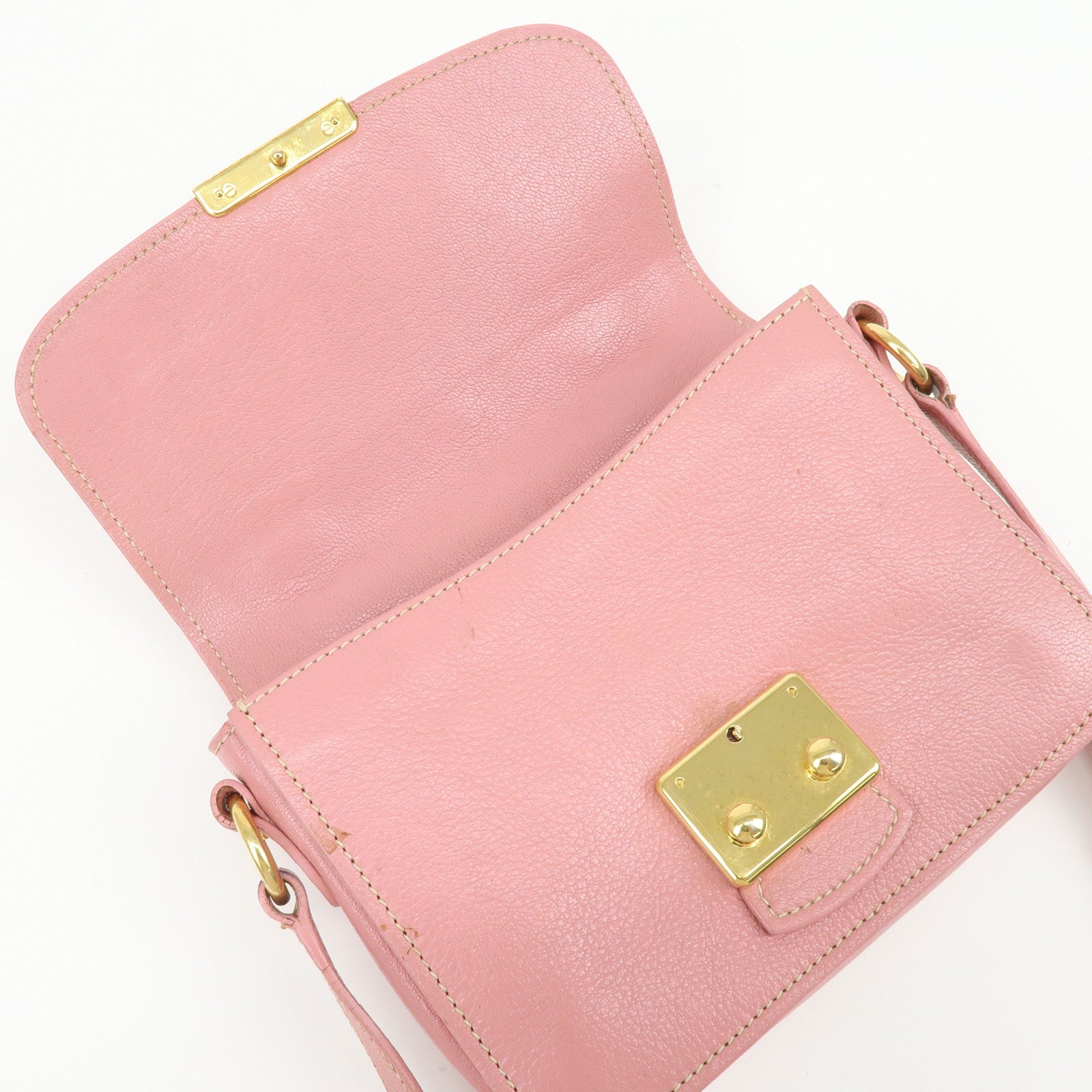 MIU MIU Madras Leather 2Way Bag Hand Bag Shoulder Bag Pink