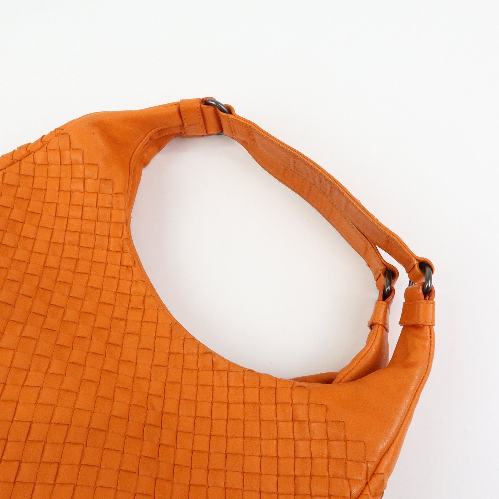 BOTTEGA VENETA Intrecciato Campana Leather Shoulder Bag Orange