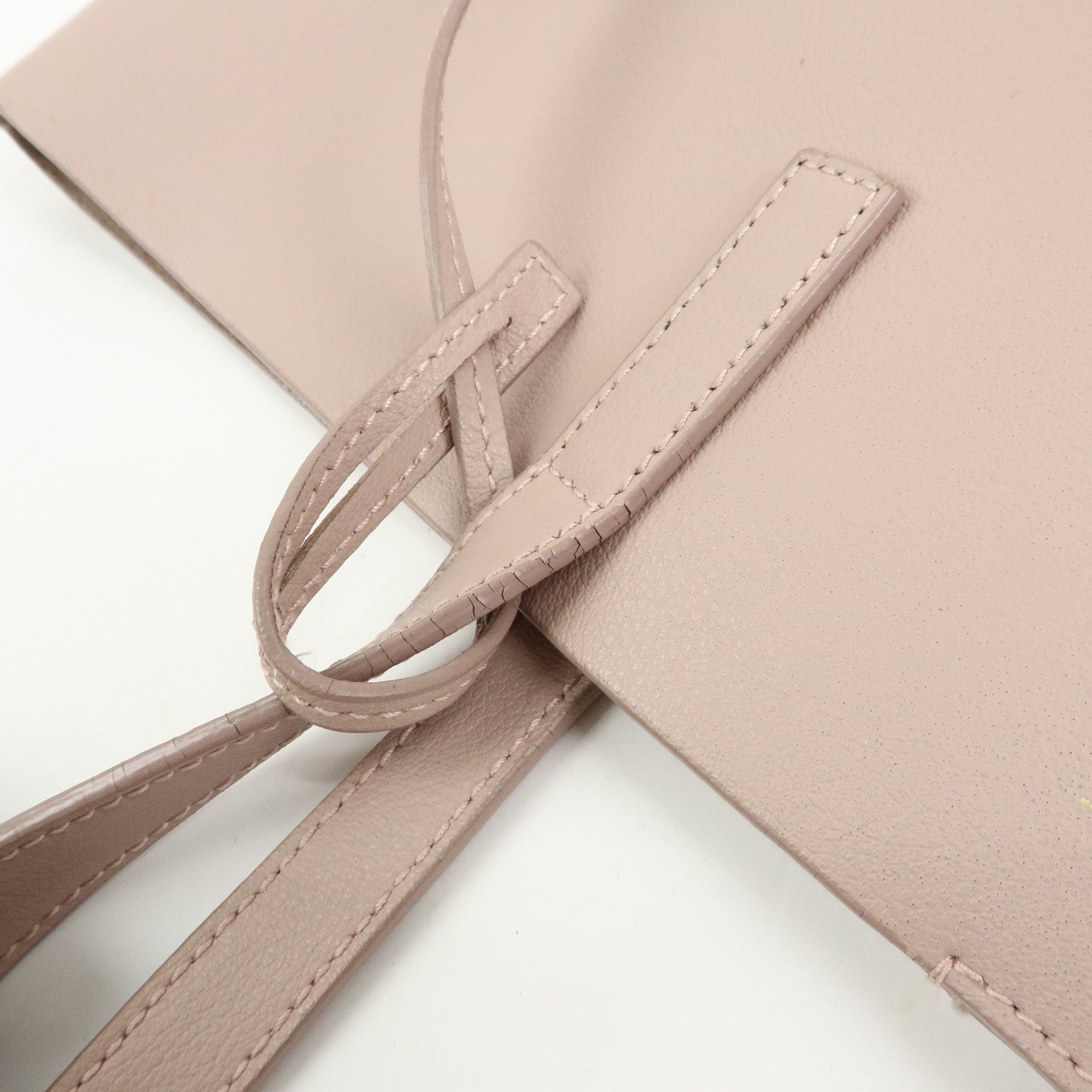 SAINT LAURENT PARIS Casandra Leather Tote Bag Shoulder Bag Pink Beige