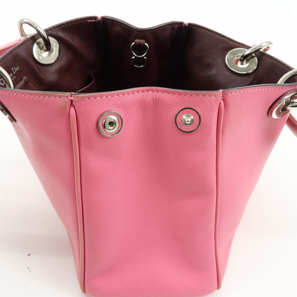 Christian Dior Diorissimo Leather 2Way Bag Hand Bag Shoulder Bag Pink