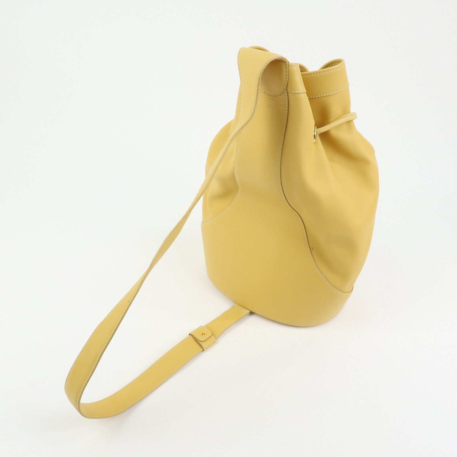 LOEWE Anton Anagram Leather Shoulder Bag Backpack Rucksack Mustard