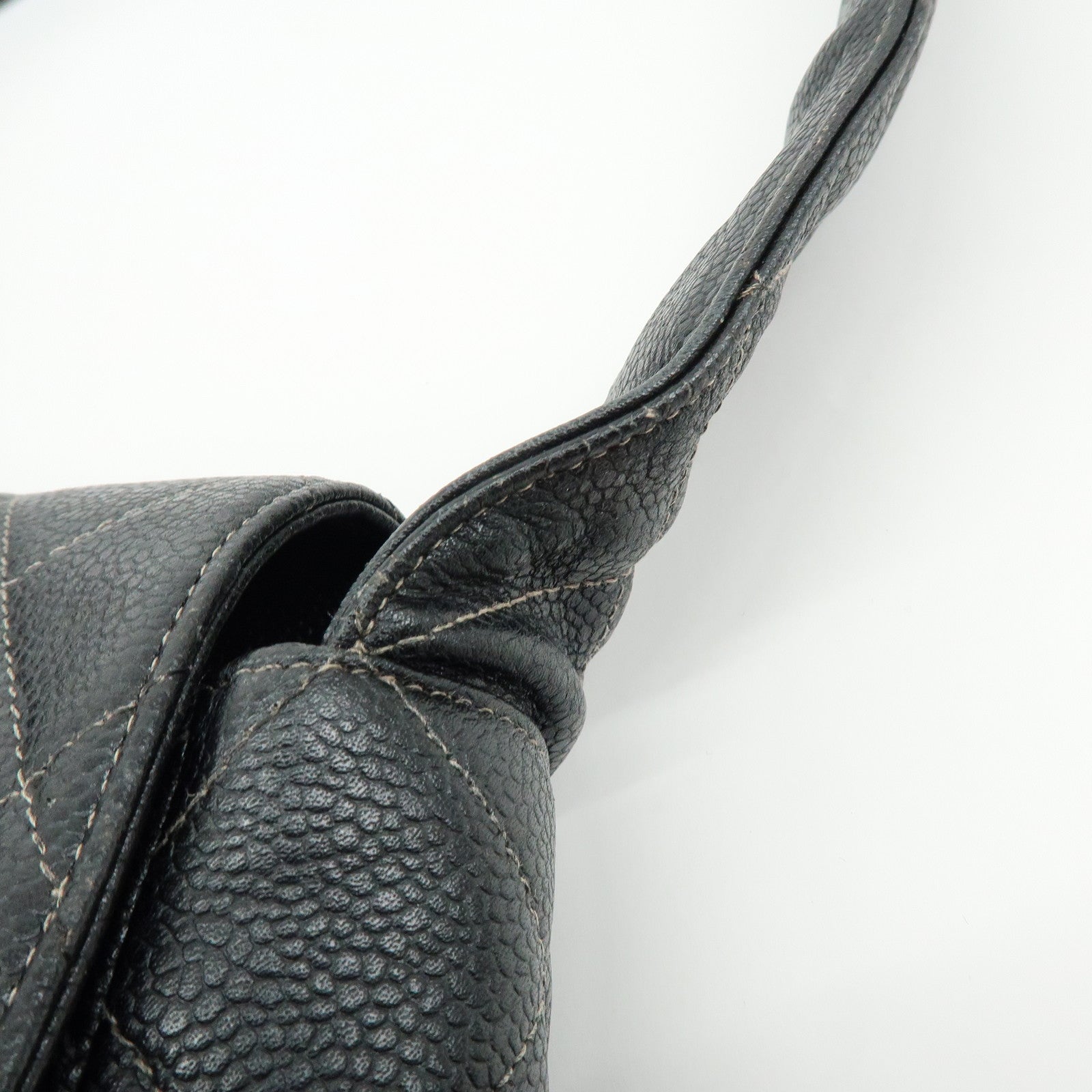 CHANEL COCO Mark Matelasse Caviar Skin Shoulder Bag Black