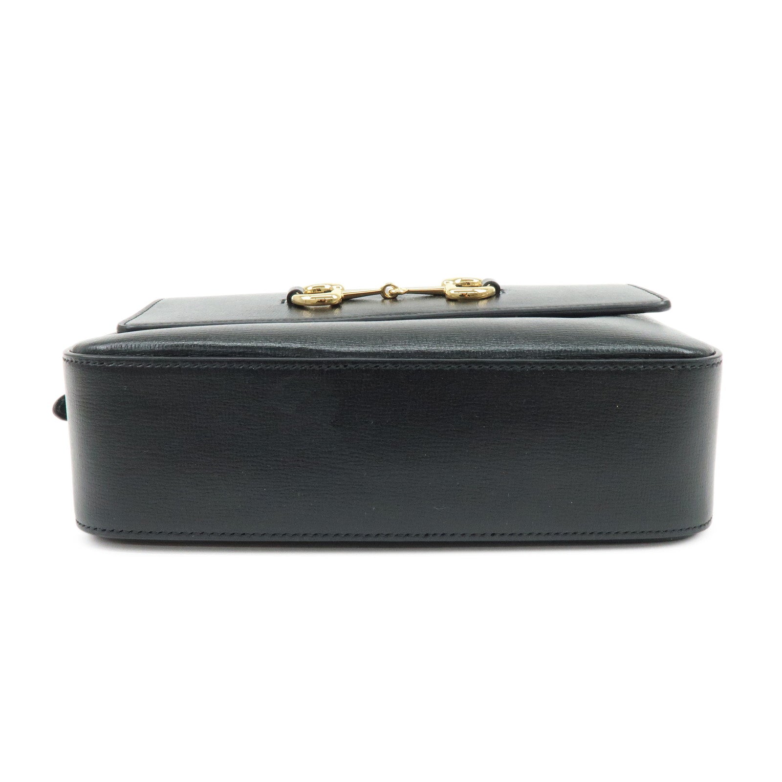 GUCCI Horsebit Leather Shoulder Bag Crossbody Bag Black 645454