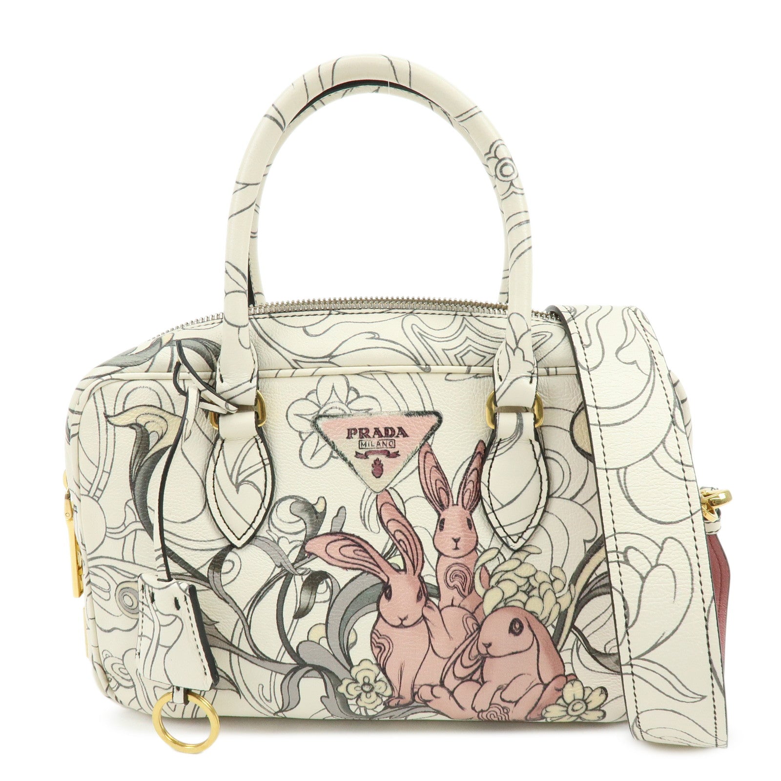 PRADA x James Jean Triangle Logo Calf Skin 2Way Shoulder Bag 1BB113