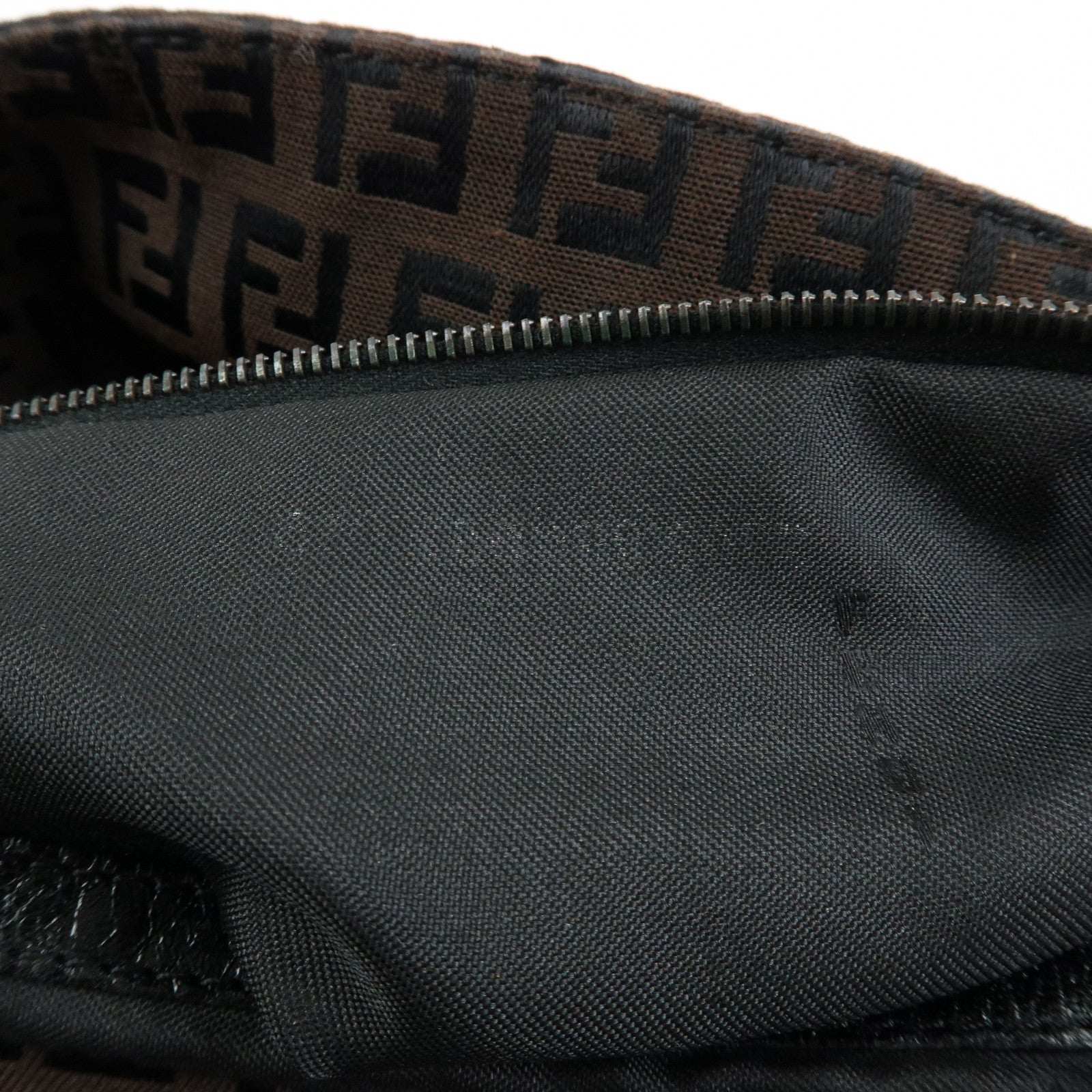 FENDI Zucchino Canvas Leather Shoulder Bag Hand Bag Brown Black 8BN003