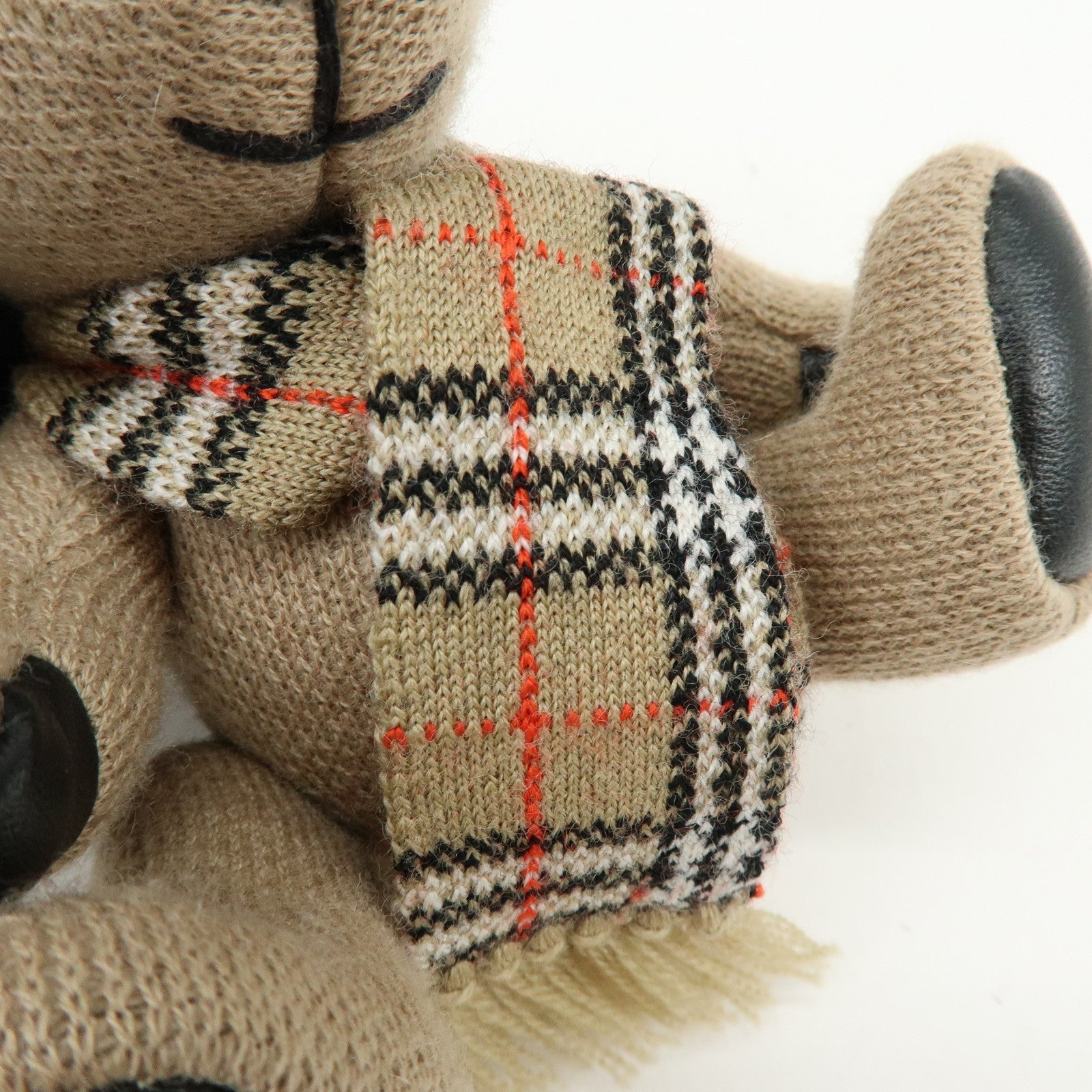 BURBERRY Nova Plaid Wool Cashmere Leather Bag Charm Brown