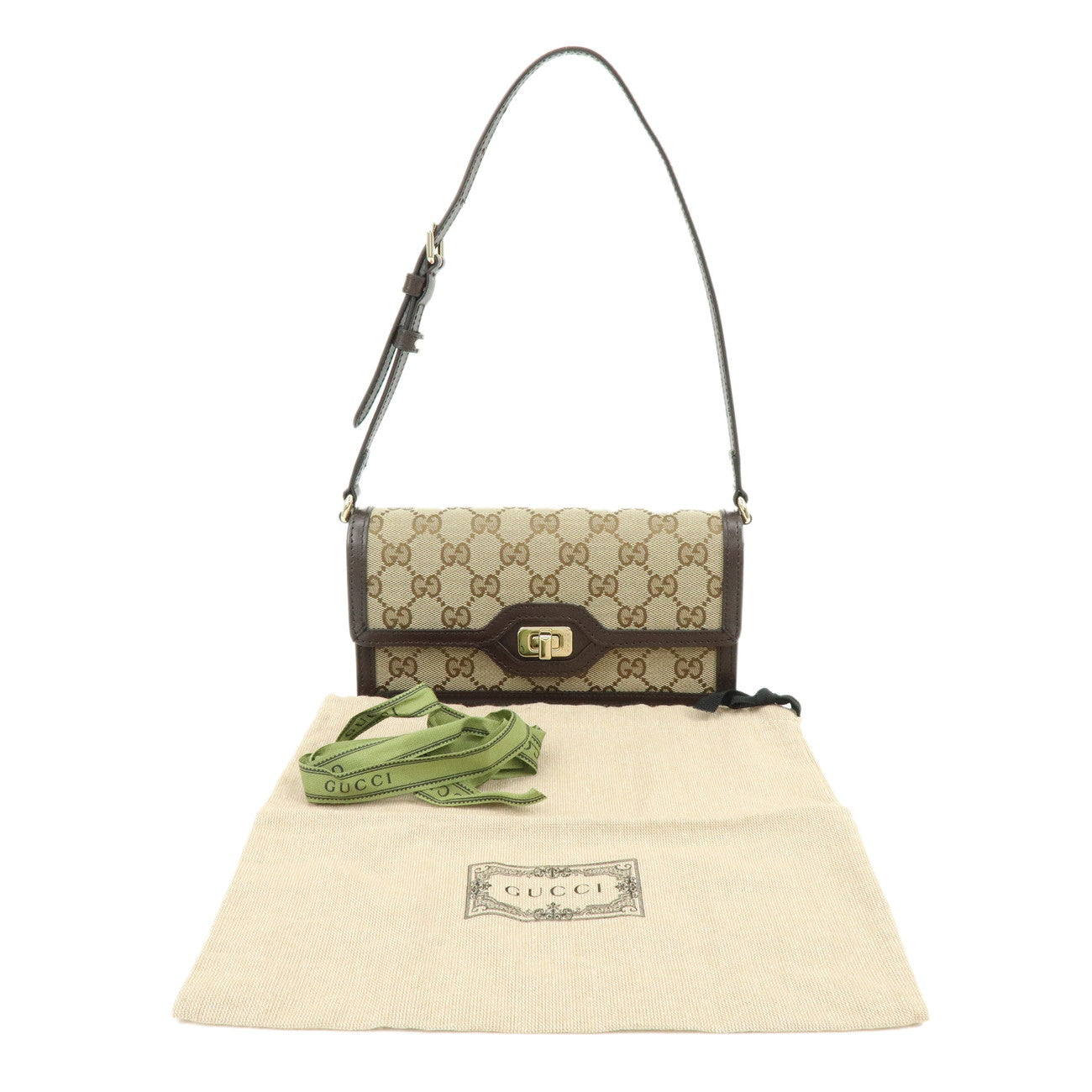 GUCCI Luce GG Canvas Leather Mini Shoulder Bag Beige Brown 790038