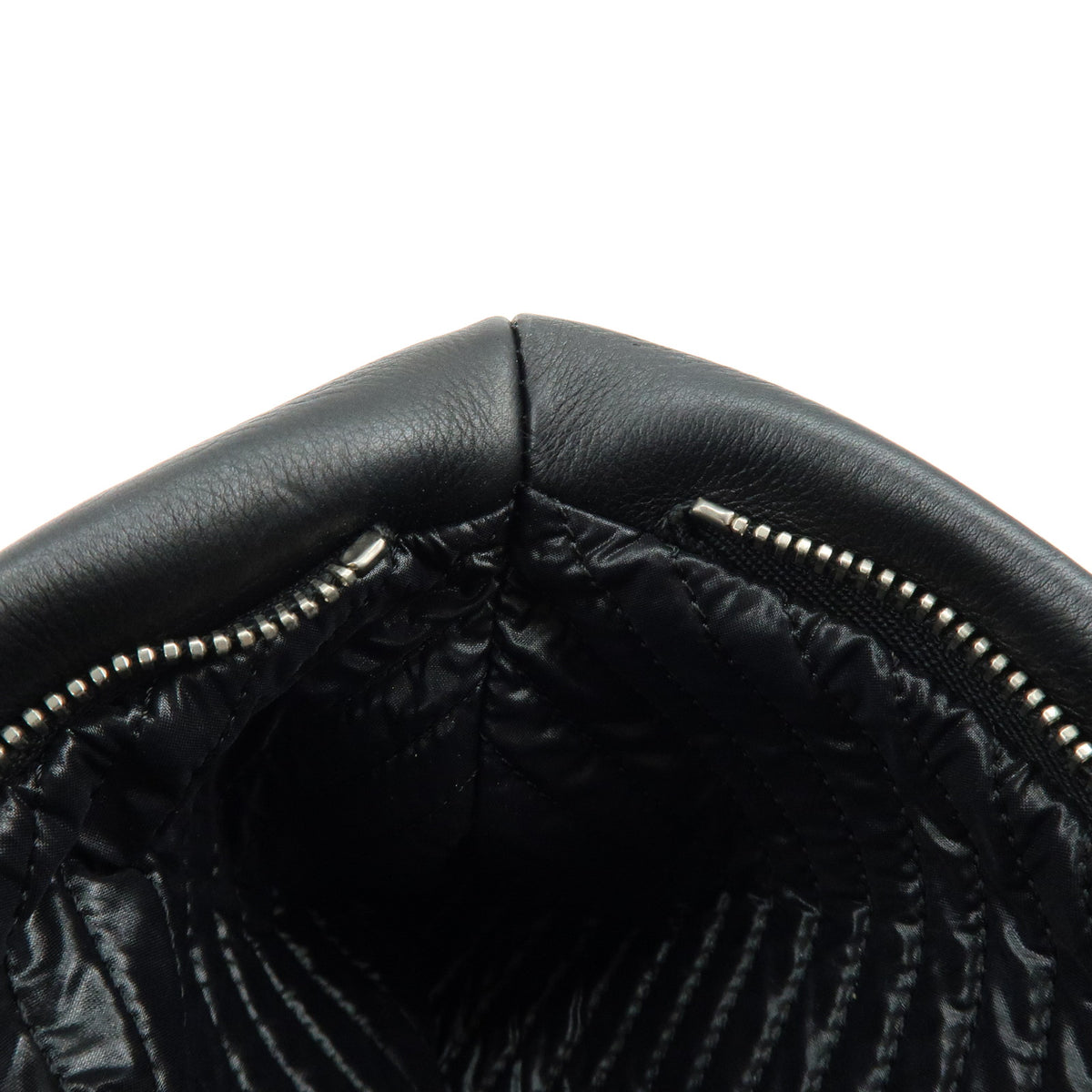 CHANEL Boy Chanel Chevron Calfskin Clutch Bag Black Silver