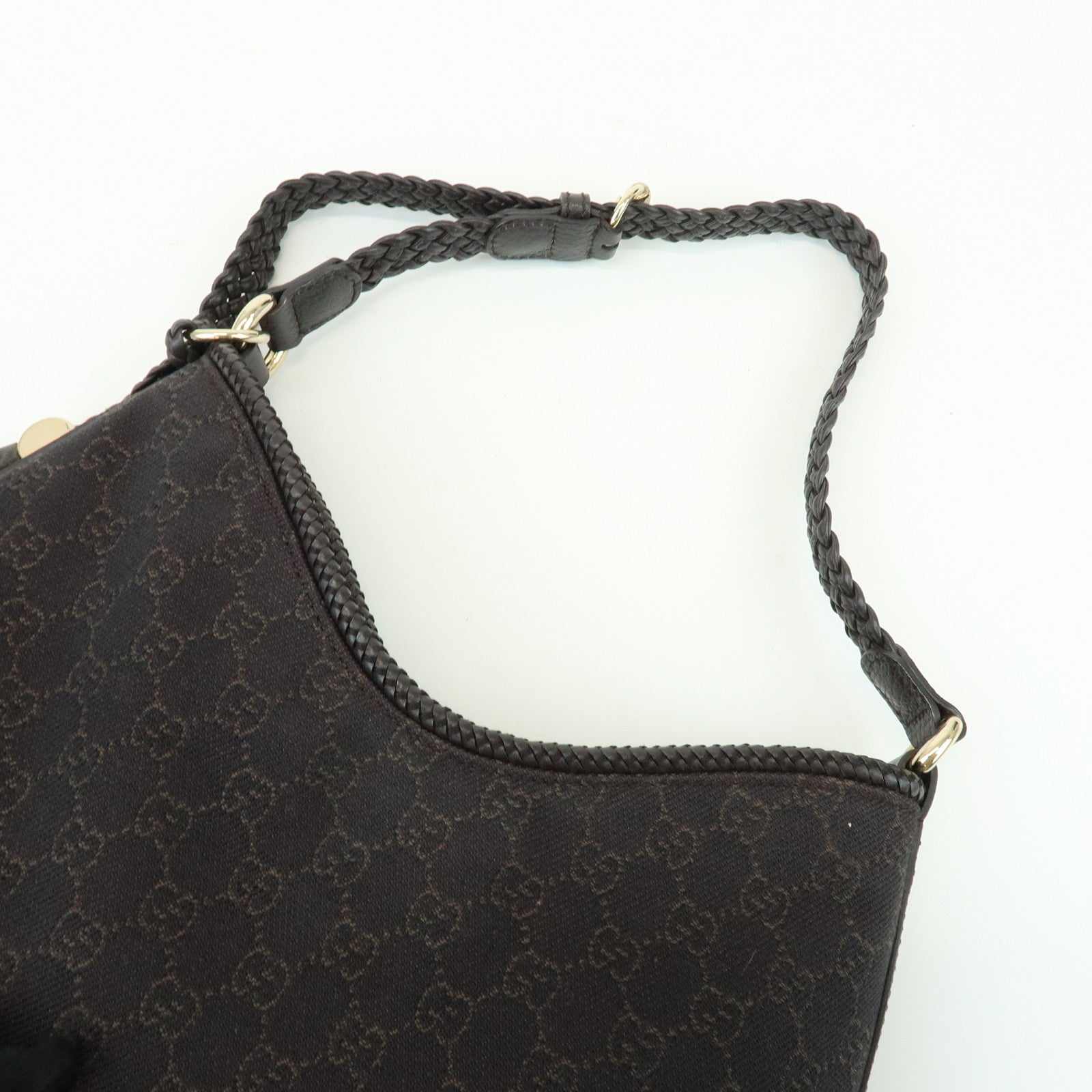 GUCCI GG Denim Leather Shoulder Bag Hand Bag Brown 336659