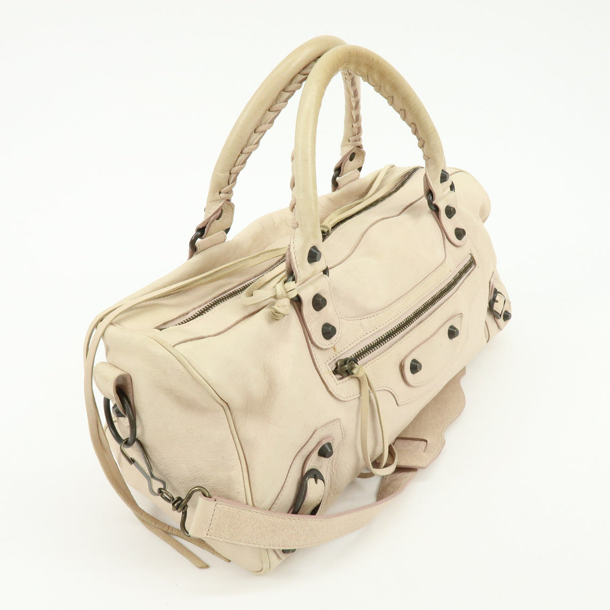 BALENCIAGA The Twiggy Leather 2Way Hand Bag White Light Purple 128523