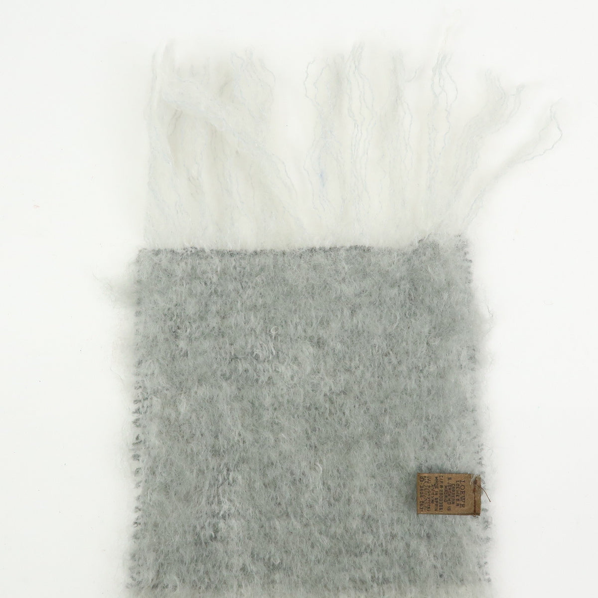 LOEWE Anagram Mohair Wool Scarf Shawl Gray White