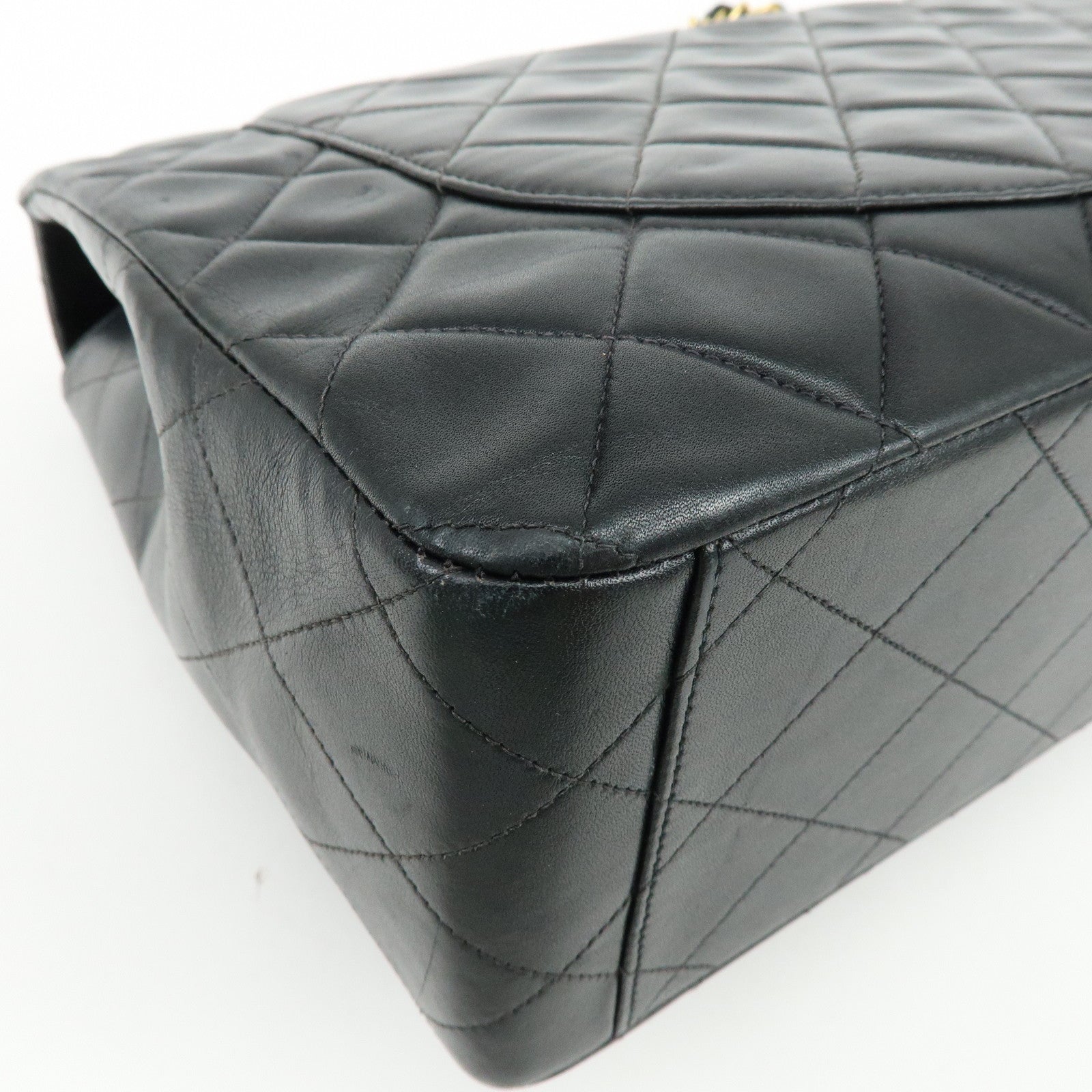 CHANEL Jumbo Matelasse 34 Lamb Skin Shoulder Bag Black A01094