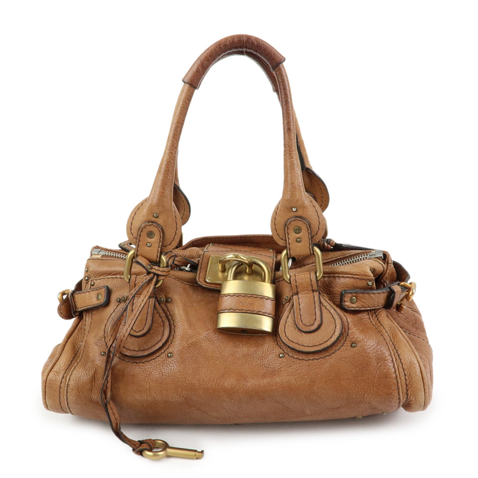 Chloe Paddington Medium Leather Hand Bag Shoulder Bag Brown