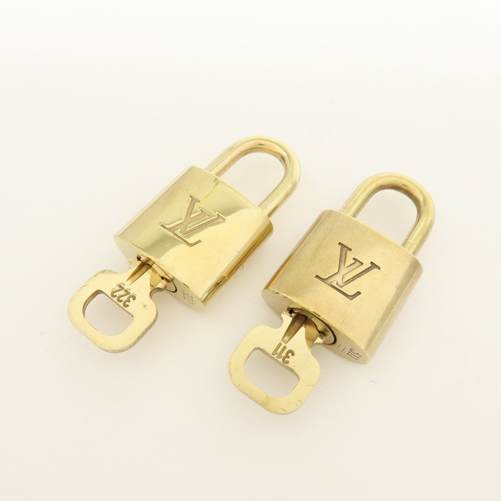 Louis Vuitton Lot of 10 Metal Lock & Key Cadena Key Lock Gold