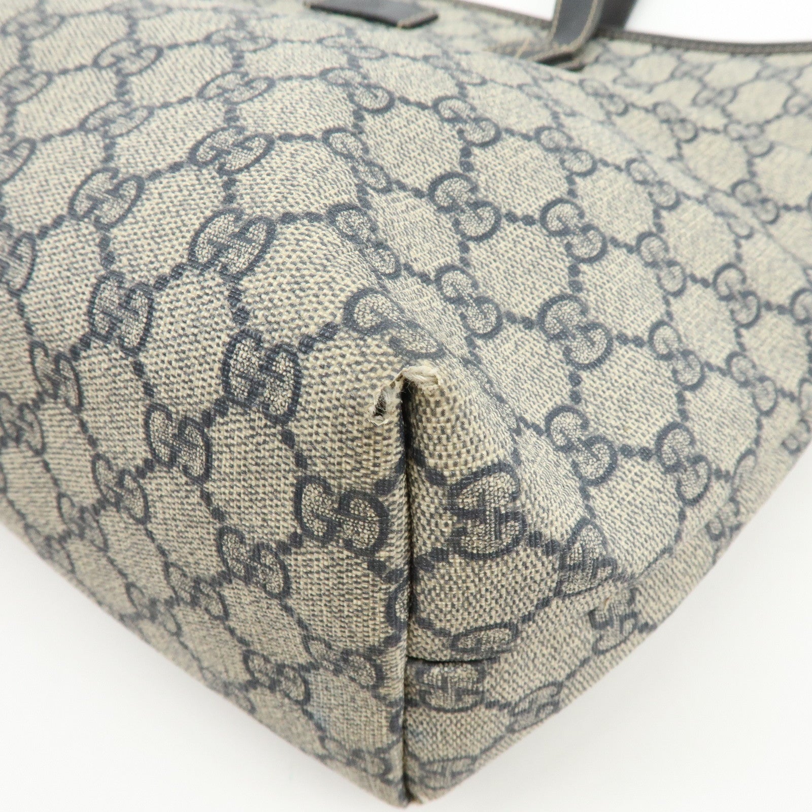 GUCCI GG Supreme Leather Tote Bag Shoulder Bag Beige Blue 211137