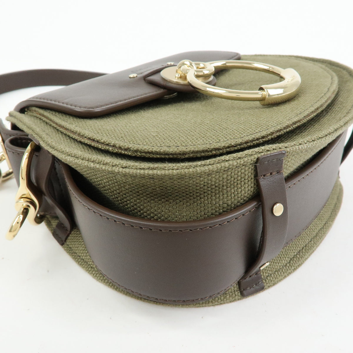 Chloe Tess Small Canvas Leather 2Way Bag Hand Bag Brown Green
