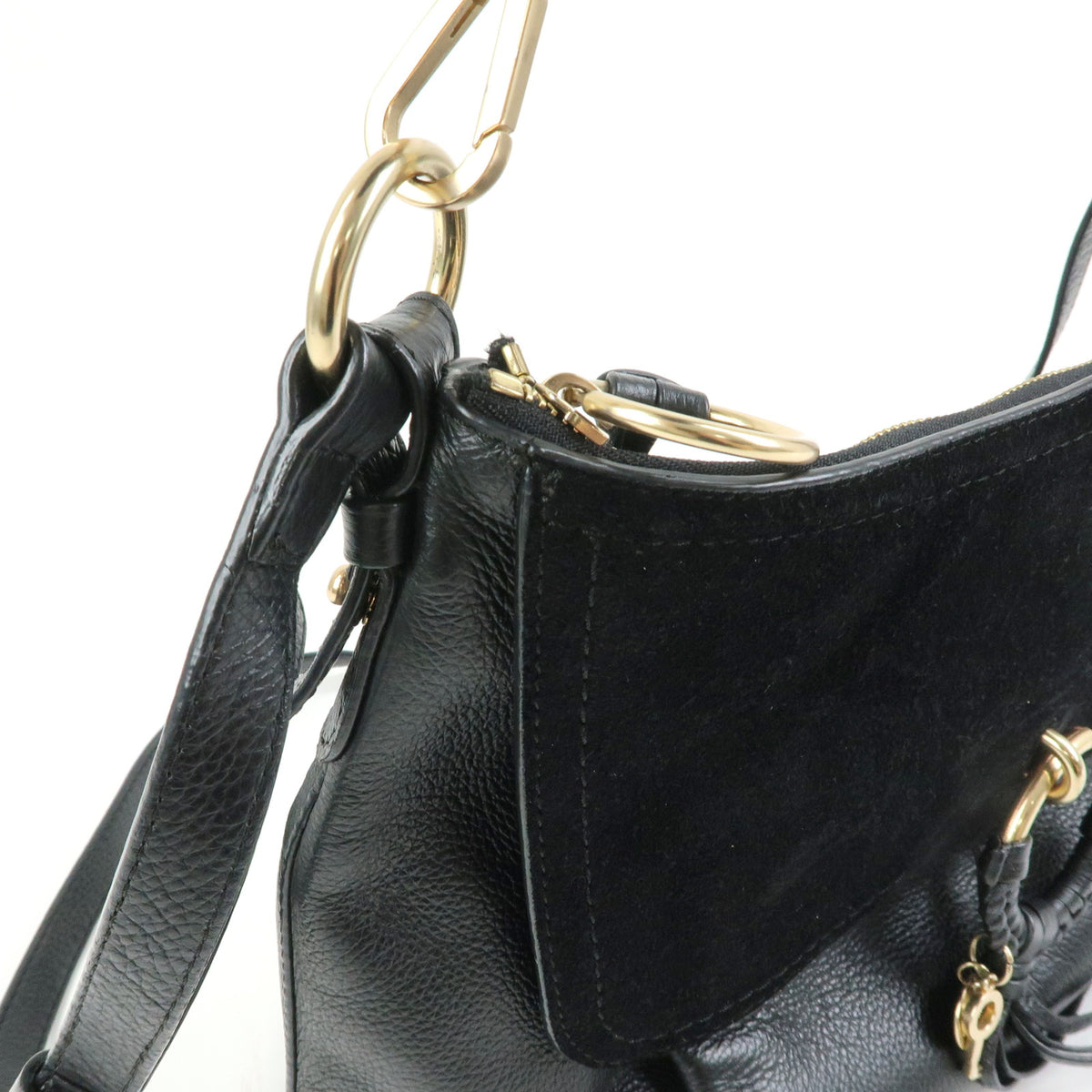 Chloe See By Chloe Joan Suede Leather 2Way Bag Shoulder Bag Black