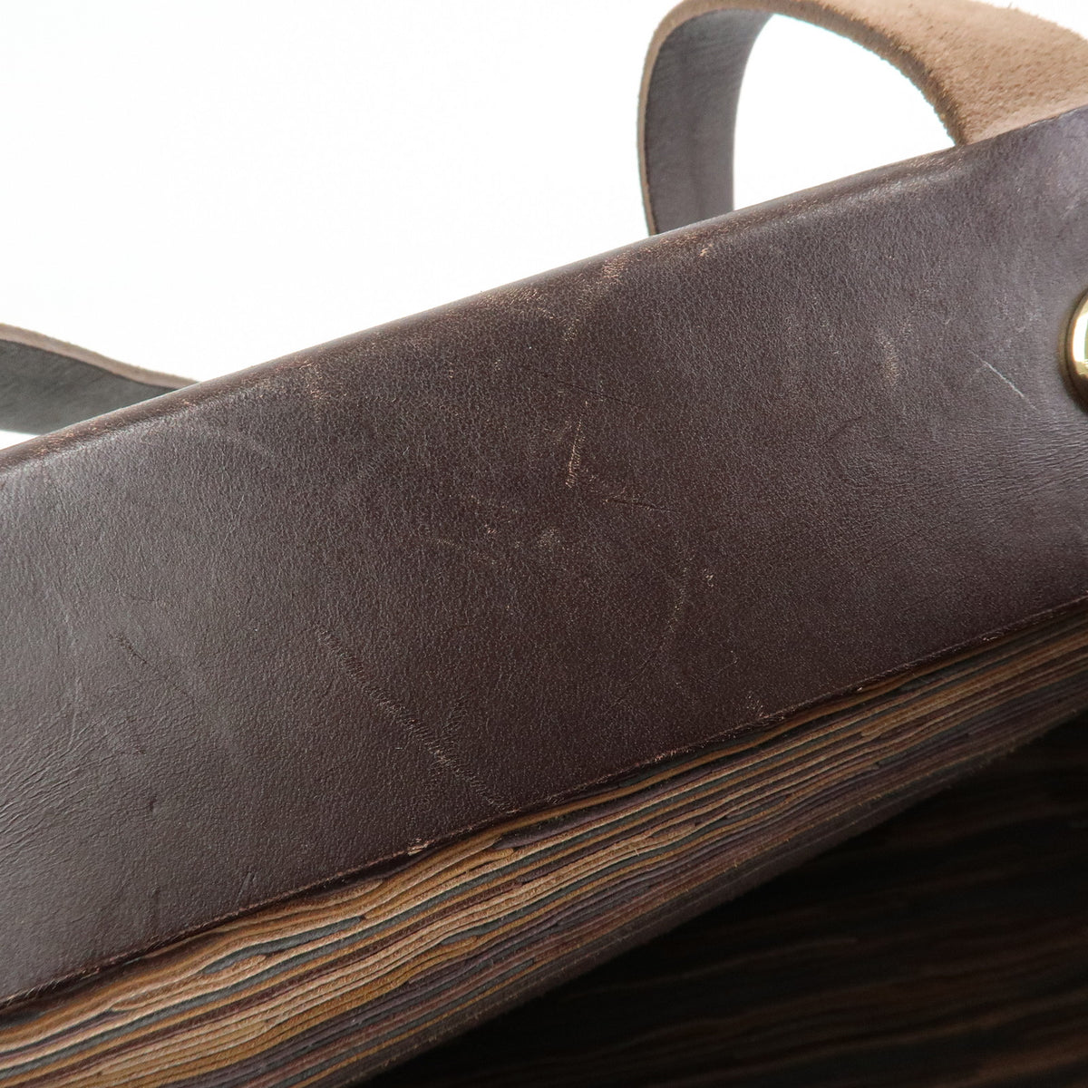 HERMES Herline Cabas PM Vivrato Leather Hand Bag □G Stamped Brown Black