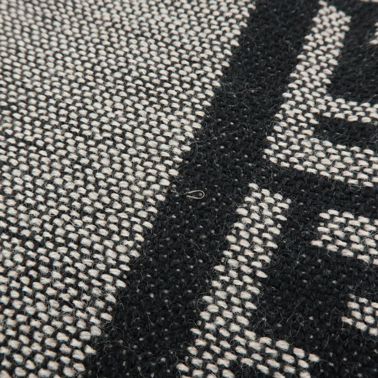 FENDI Zucca Wool 100% Striped Scarf Stole Black Gray