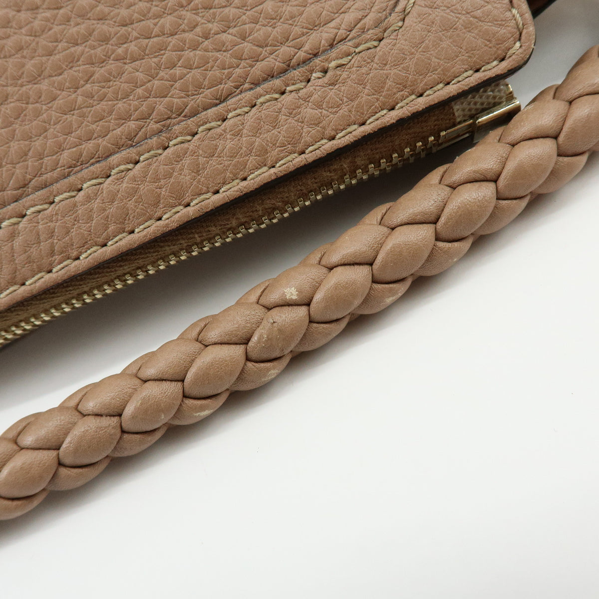 GUCCI Bamboo Leather Shoulder Bag Tassel Charm Pink Beige 269949
